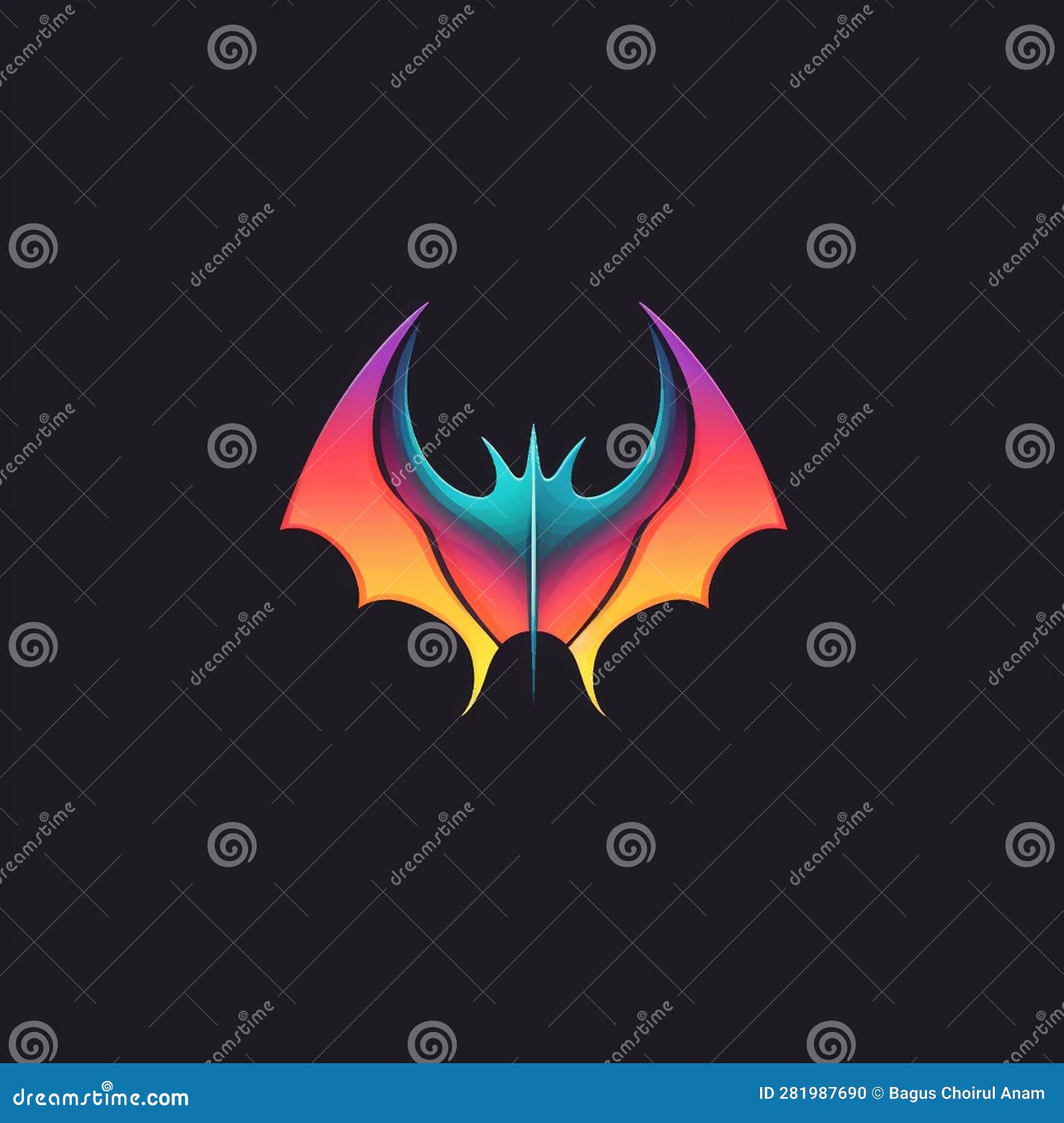 Illustration of a Colorful Bat Logo Stock Illustration - Illustration ...