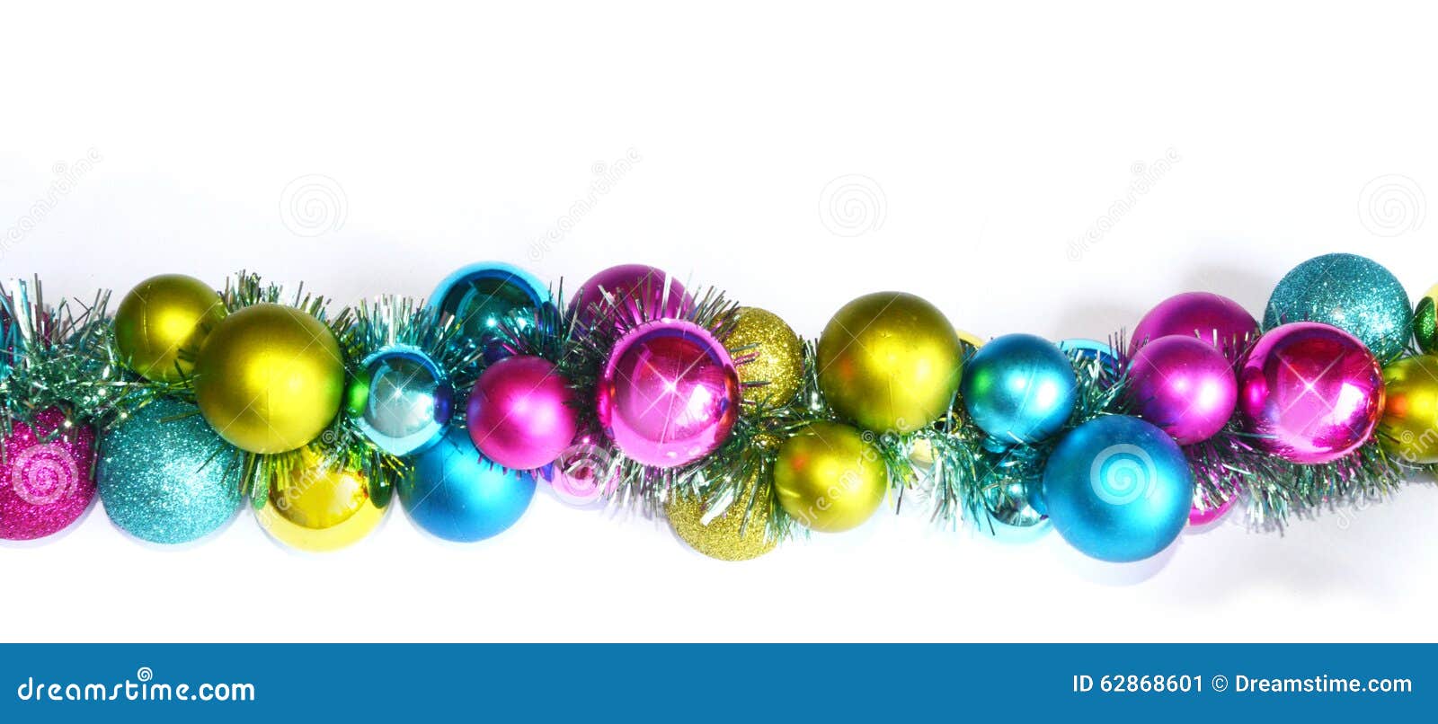 Colorful Baubles and Tinsel Stock Image Image of merry, multicoloured