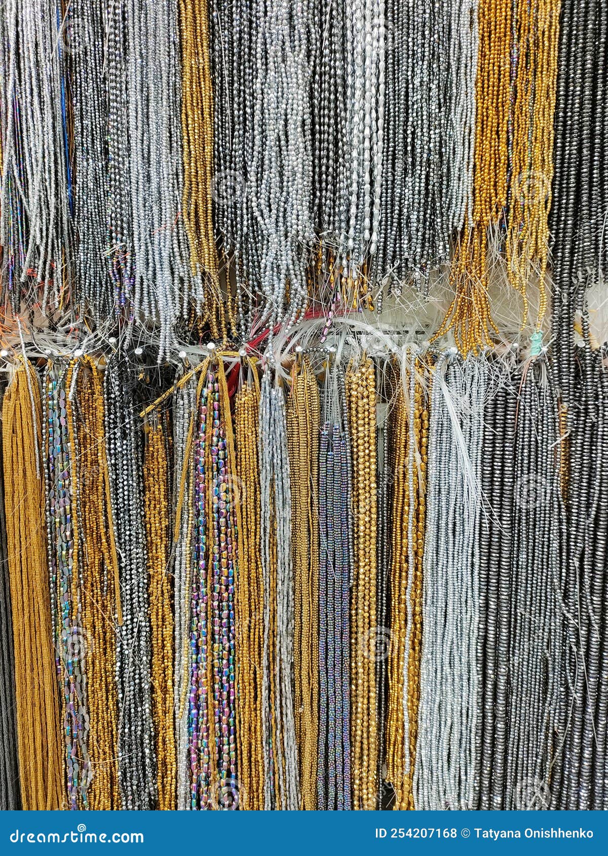 Colorful Beads Hanging in Rows on the Wall Stock Photo Image of wall
