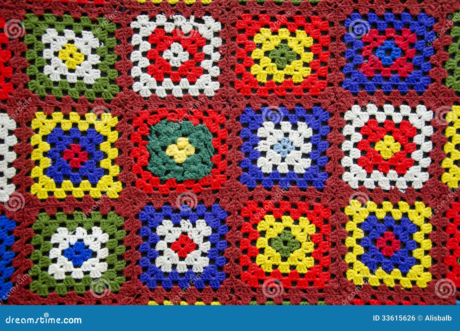 Colorful Beautiful Handmade Knitted Tablecloth Background Stock Photo Image of yellow, brown