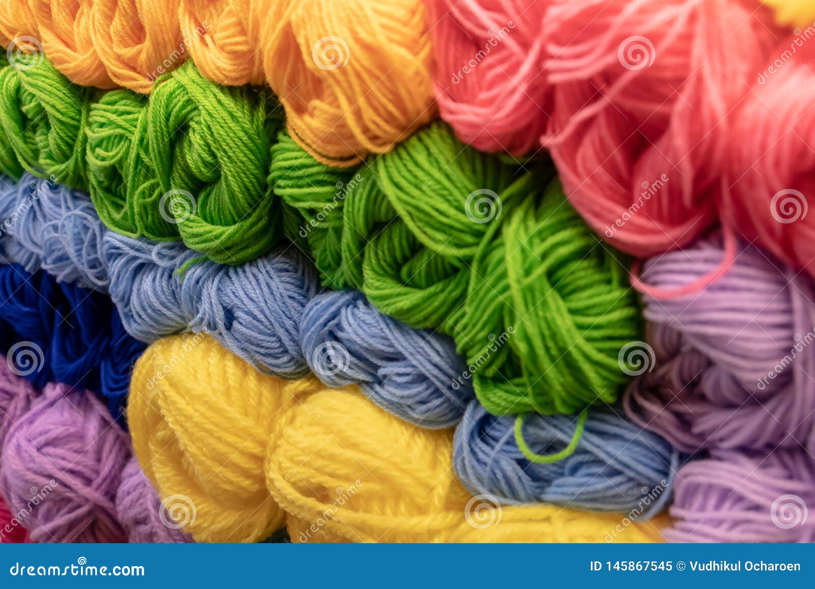 Colorful Big Thread in Store. Colorful Yarns for Embroidering Stock