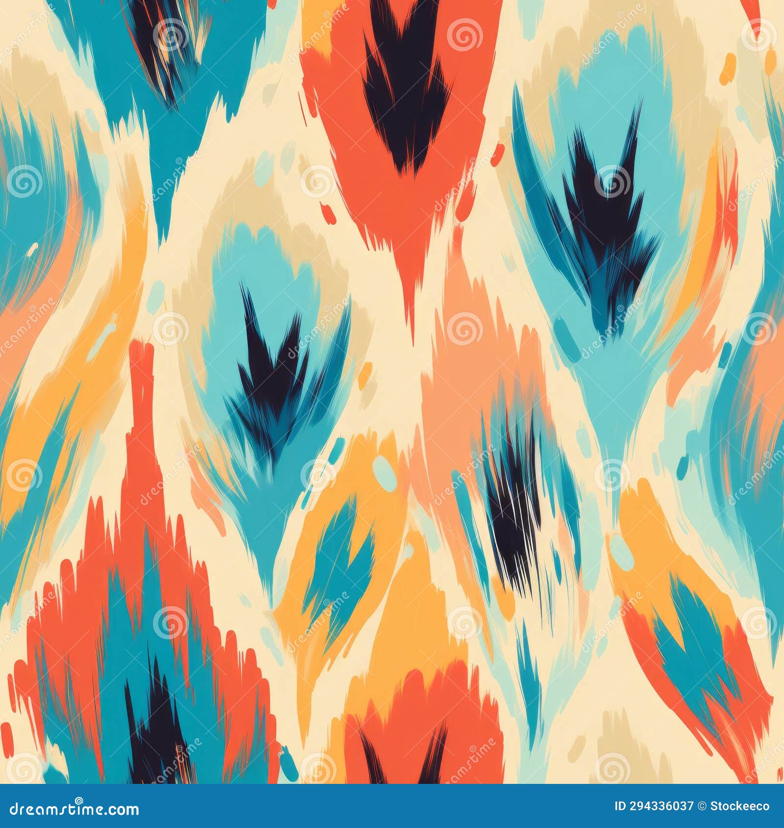 colorful bird feather pattern: inkblots, shibori, and ornate simplicity