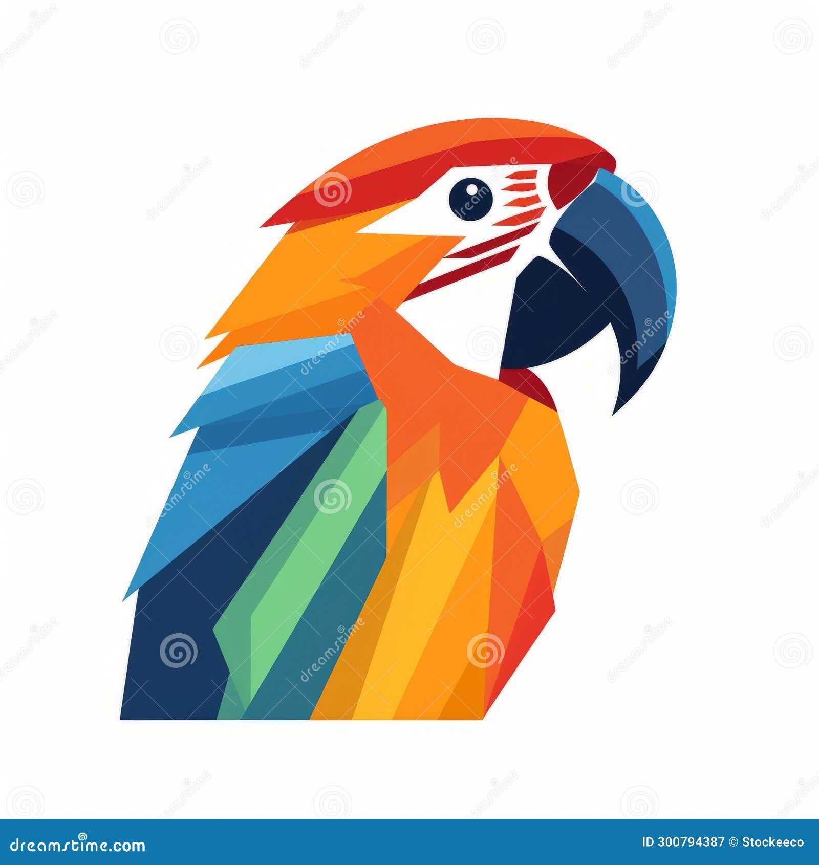 colorful parrot logo  in cubist faceting style