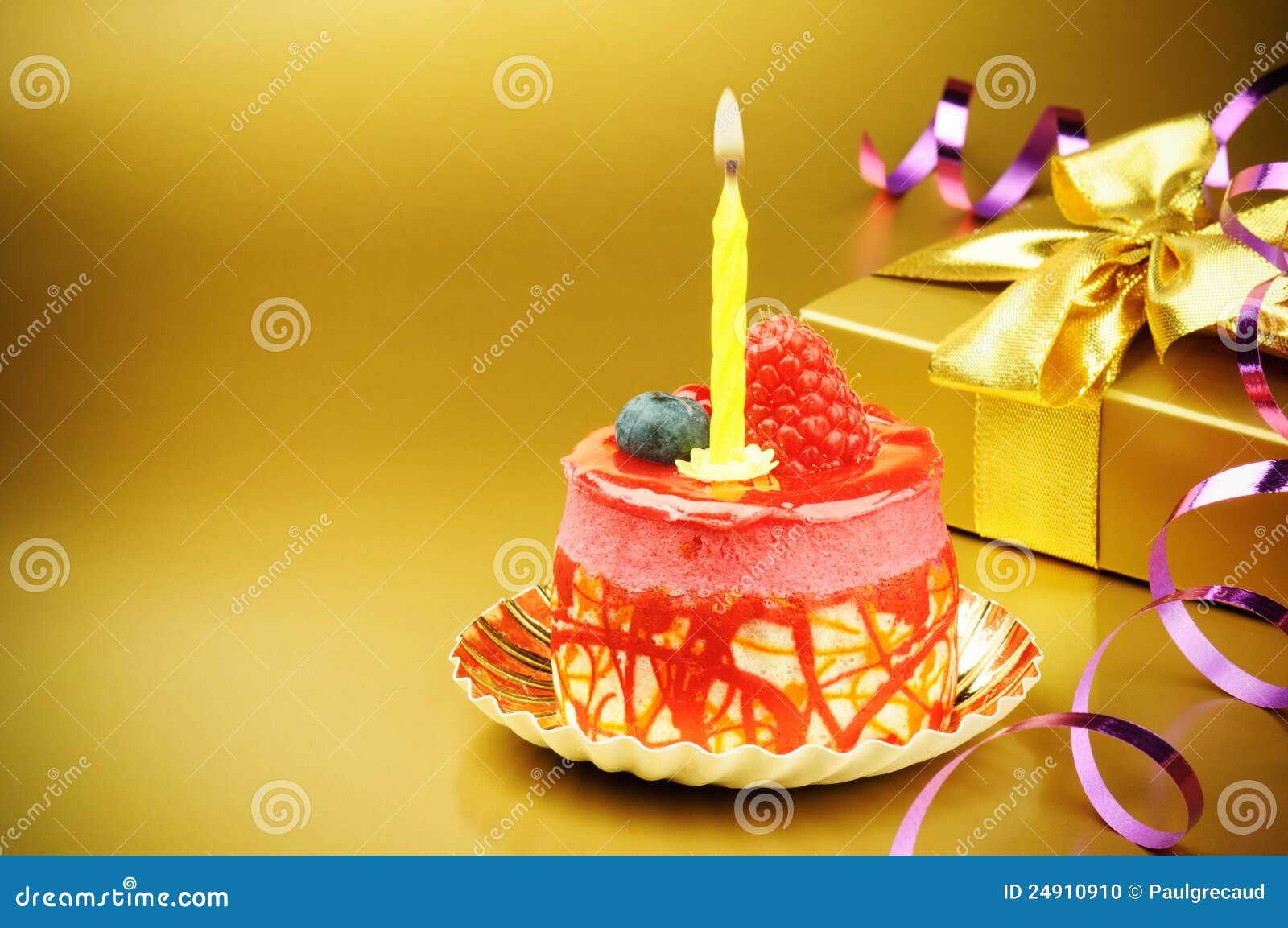 Colorful Birthday Cake with Candle Stock Photo Image of food, candle