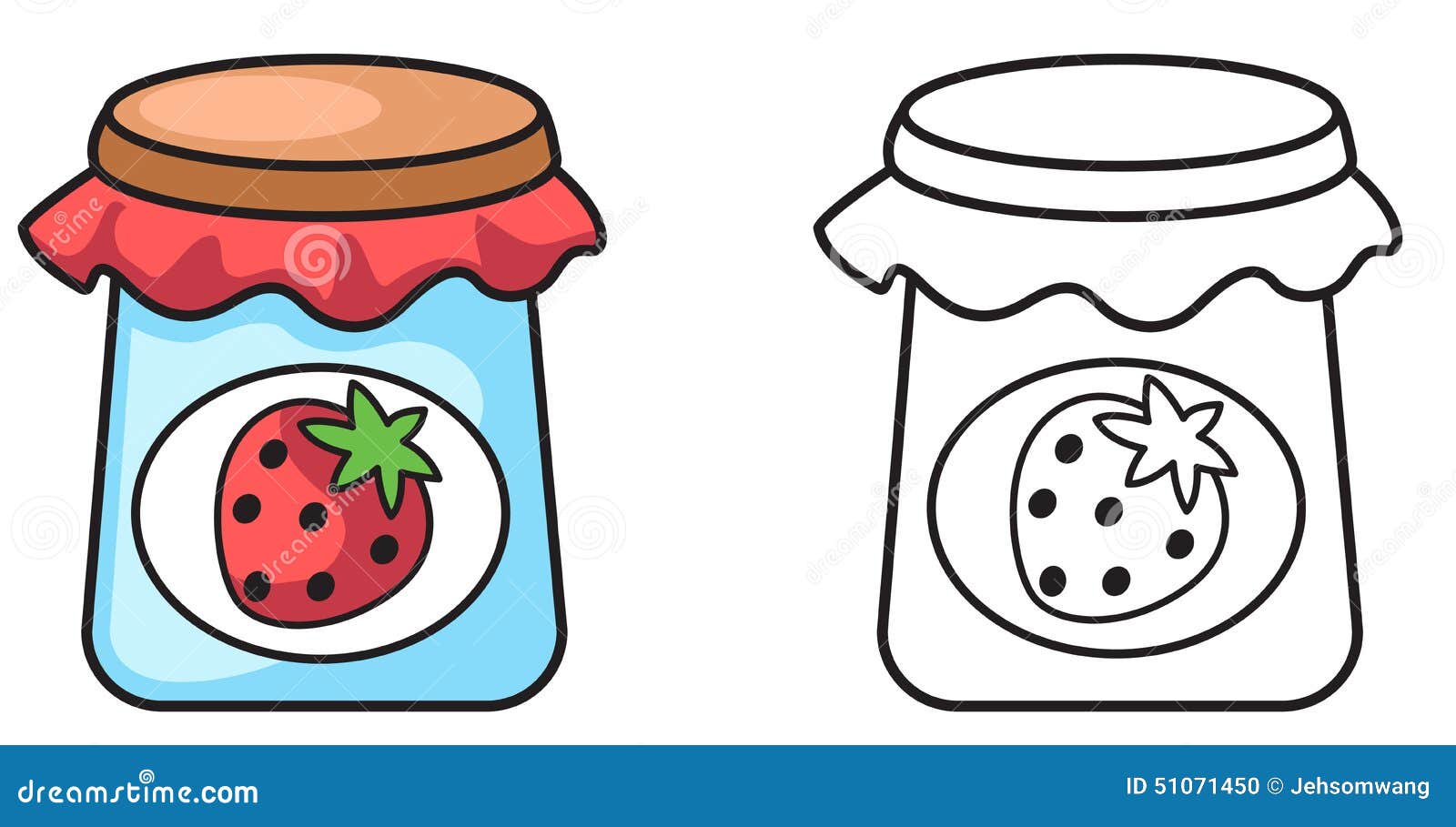 Colorful and Black and White Jam for Coloring Book Stock Vector