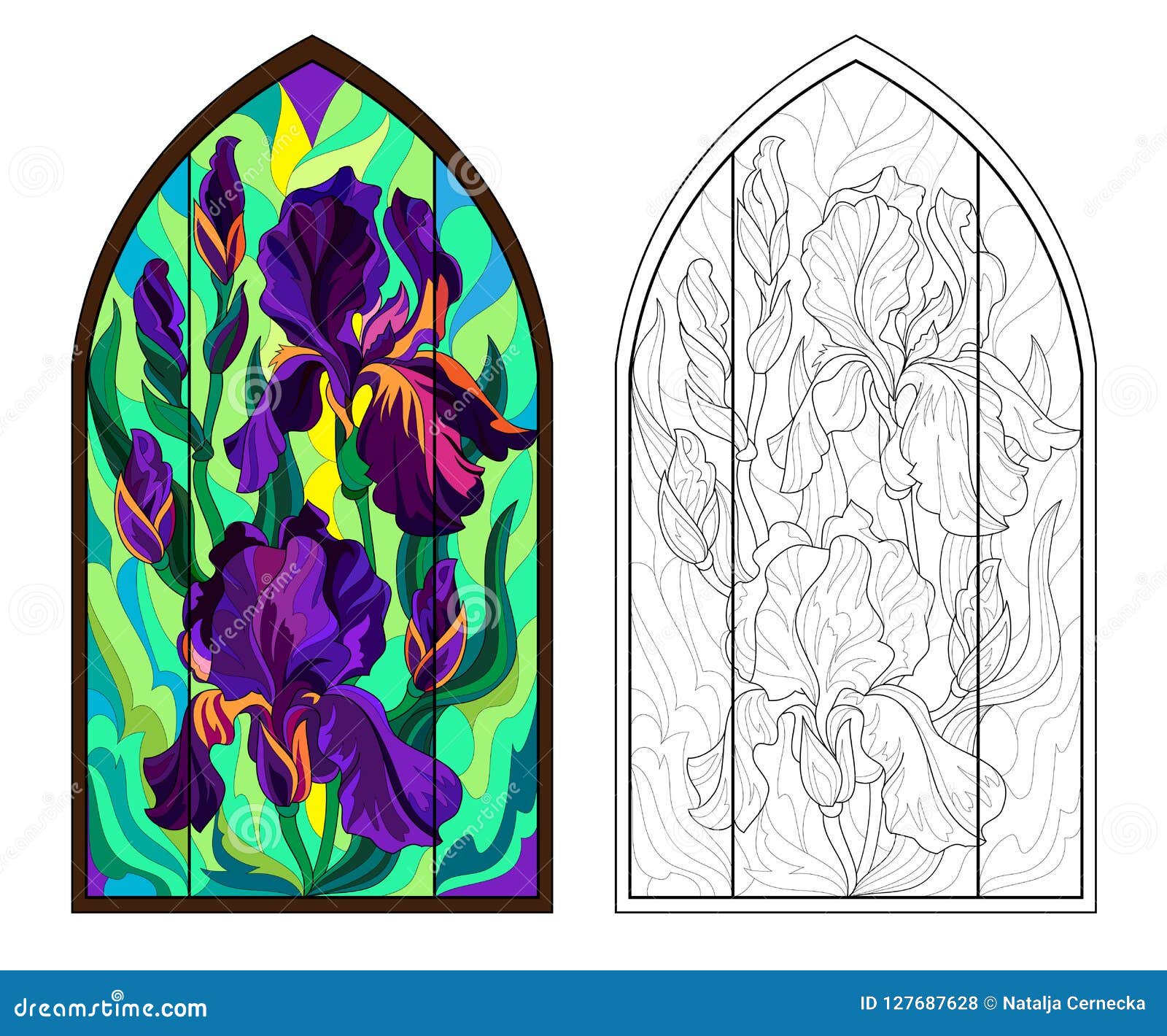 Colorful and Black and White Pattern of Gothic Stained Glass Intended For Stained Glass Windows Worksheet