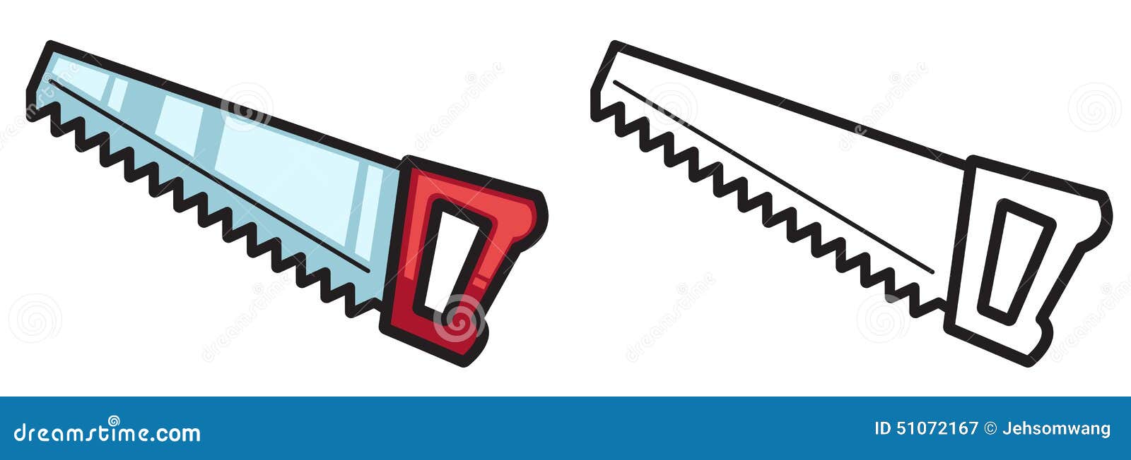 Colorful and Black and White Saw for Coloring Book Stock Vector