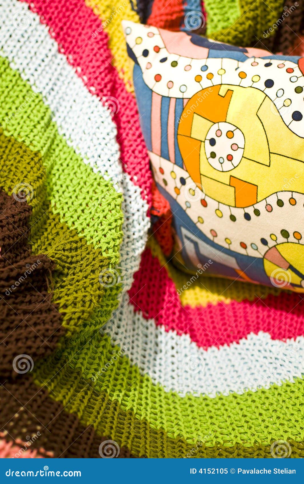 Colorful Blanket and Pillow Stock Image Image of stripes, pillow 4152105