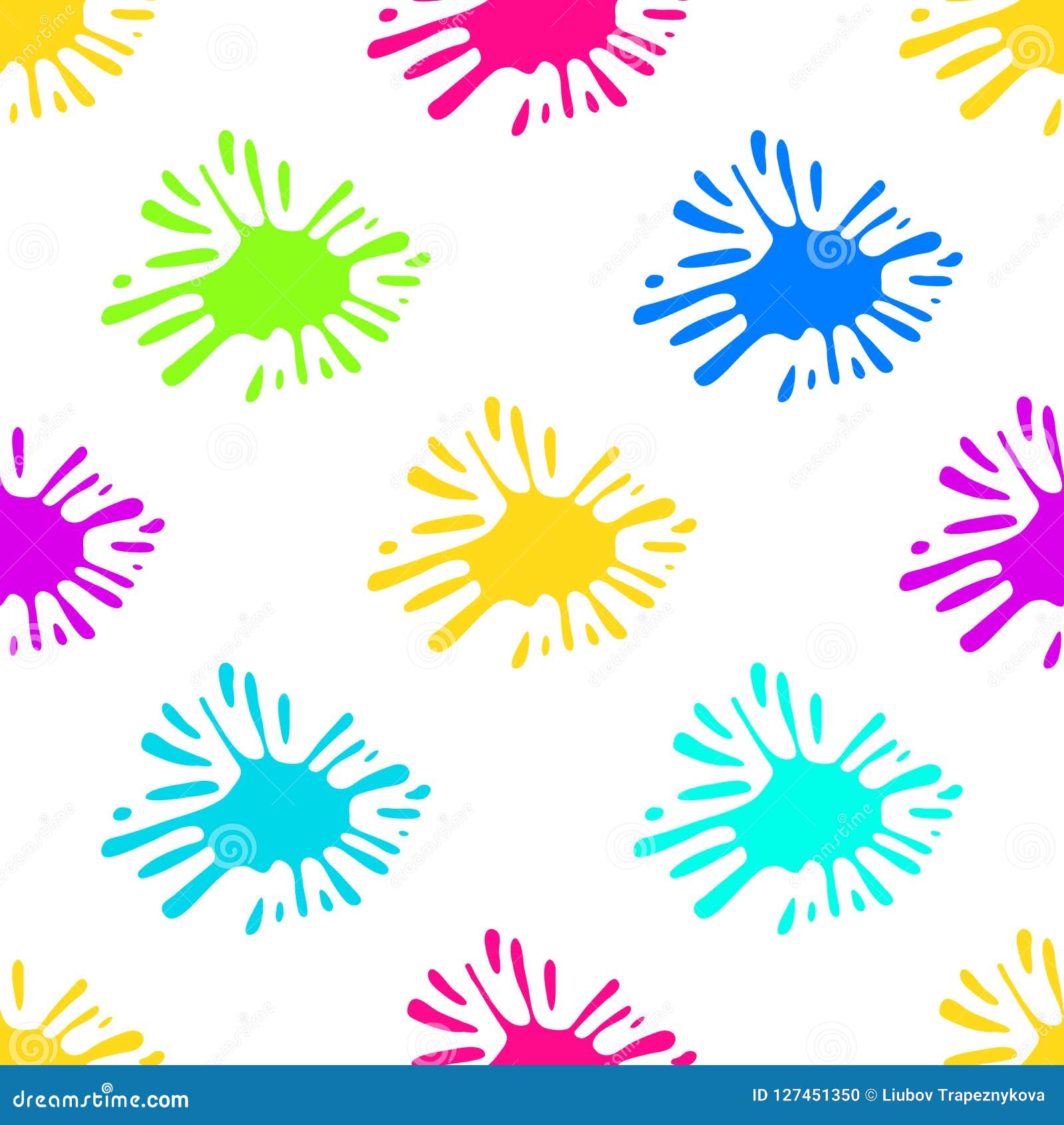 Ink Splat Seamless Pattern. Abstract Spot Shapes, Black Inked Drops