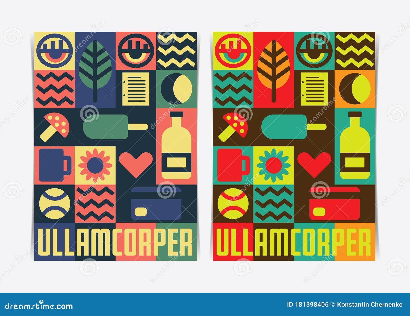 Colorful Block Style Poster Template. Vector Illustration Stock Vector