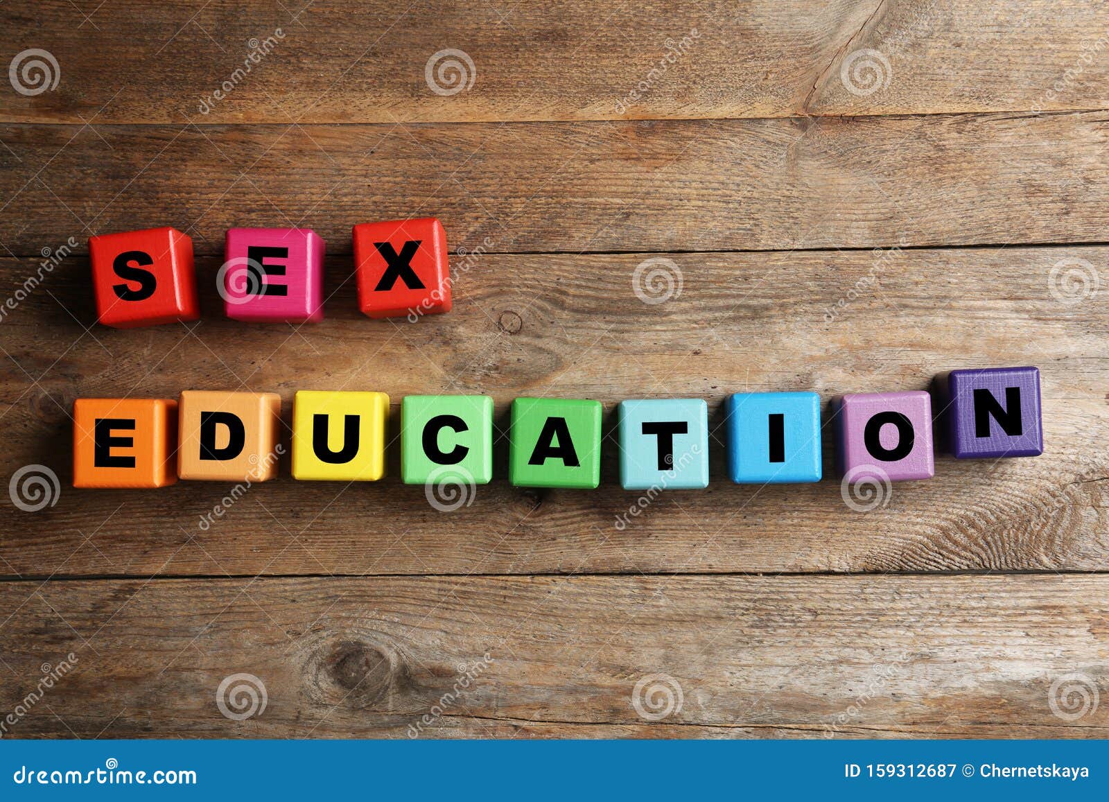 Colorful Blocks With Phrase `sex Education` On Wooden Background Stock