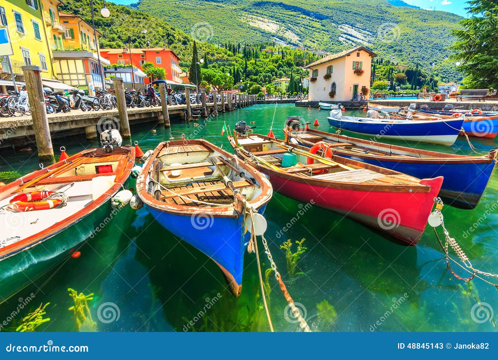 Colorful Boats On The Lake,Garda Lake,Torbole,Italy,Europe 