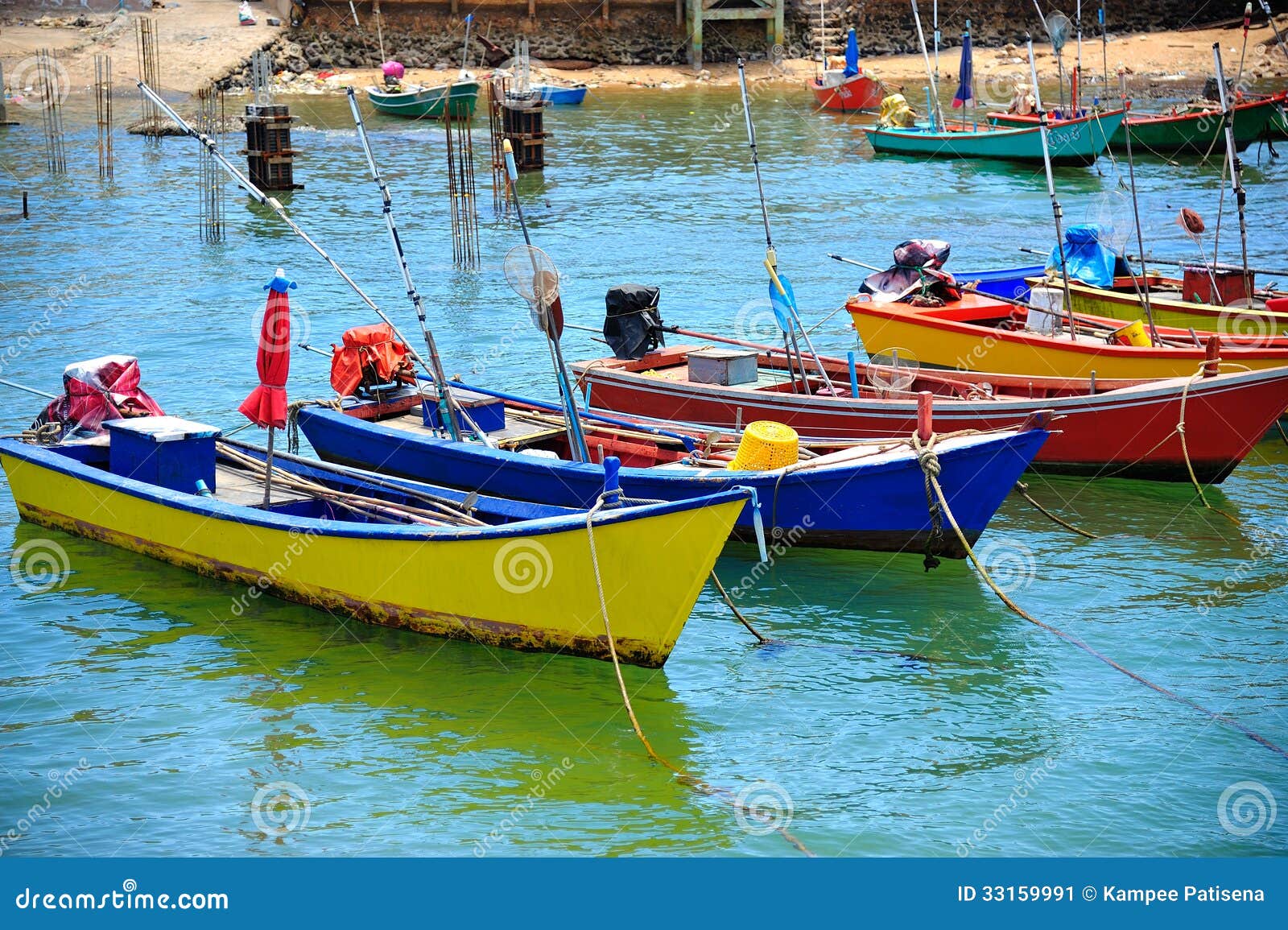 Colorful Boats In The Sea, Koh Larn At Pattaya Stock Image ...