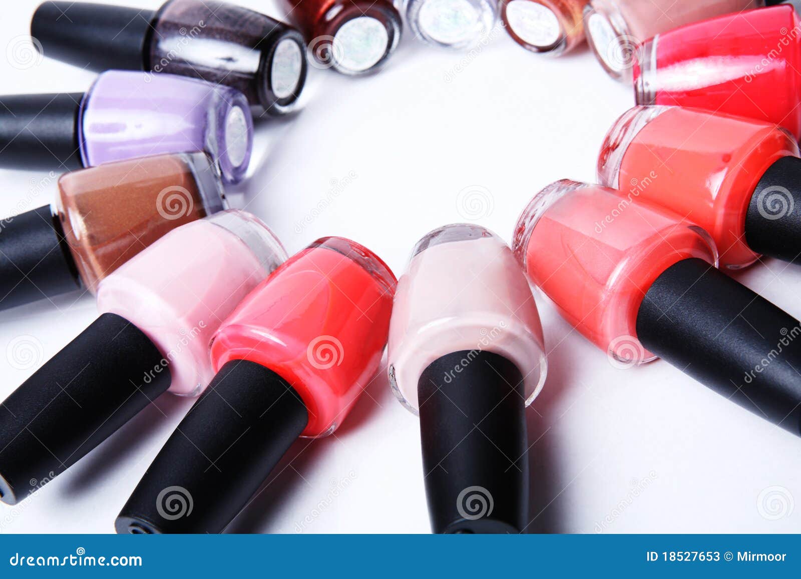 Colorful Bottles of Nail Polish on White. Stock Image Image of colour
