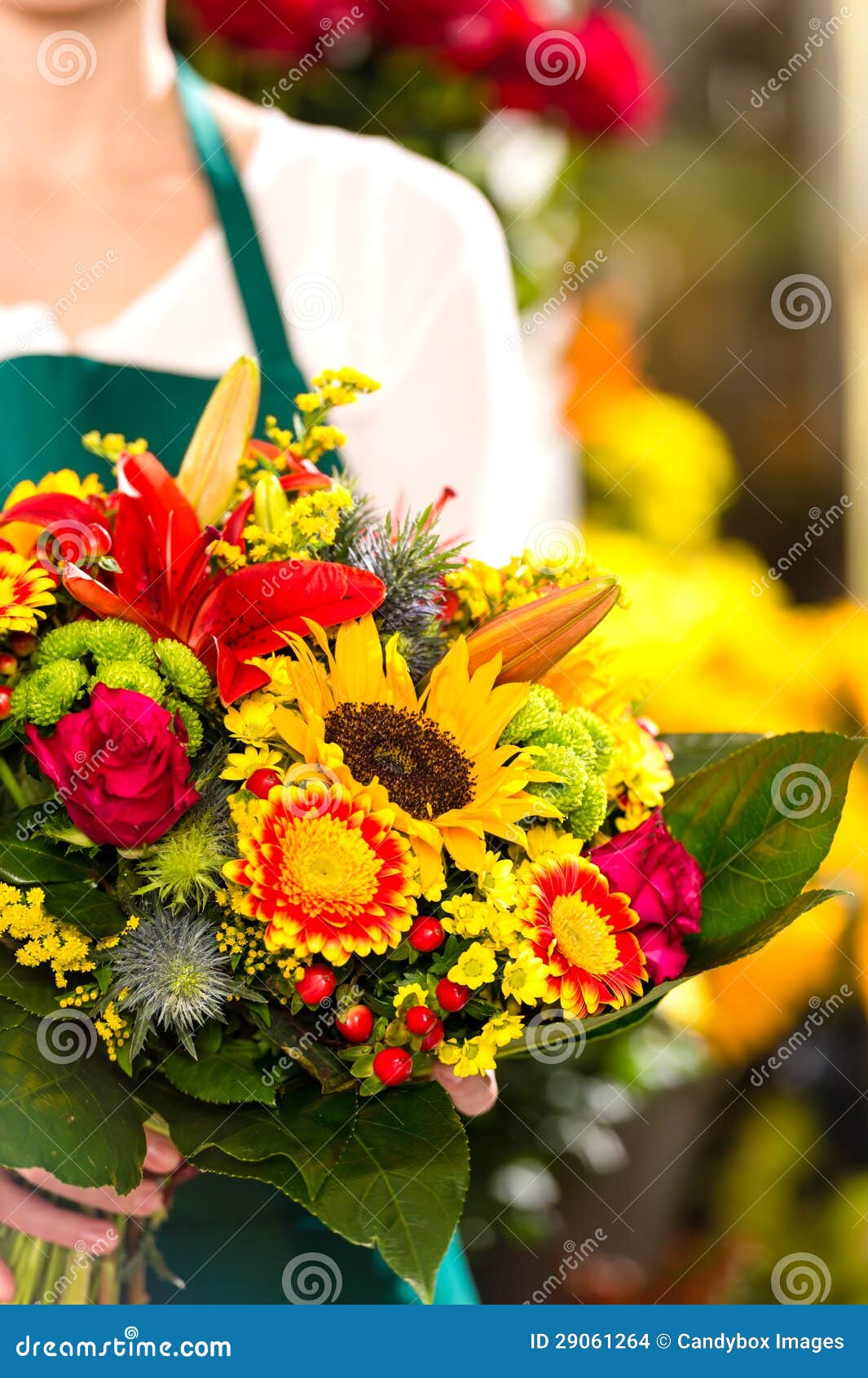 colorful bouquet flowers florist holding flower market 29061264