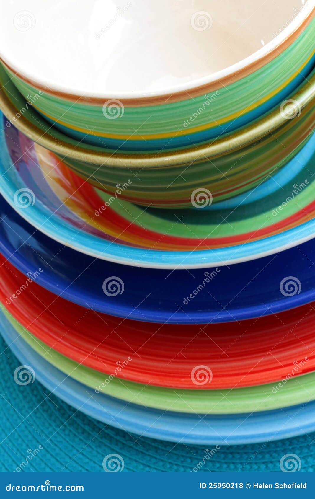 Colorful bowls and plates stock photo. Image of colours 25950218