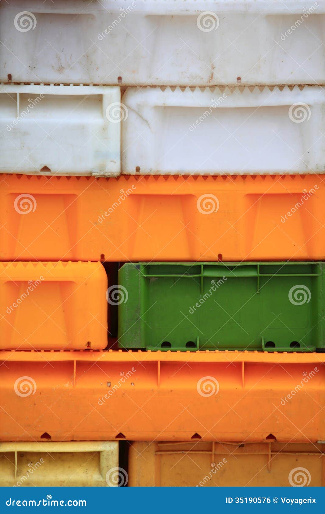 Colorful Boxes Plastic Crates Containers for Fish Stock Photo Image