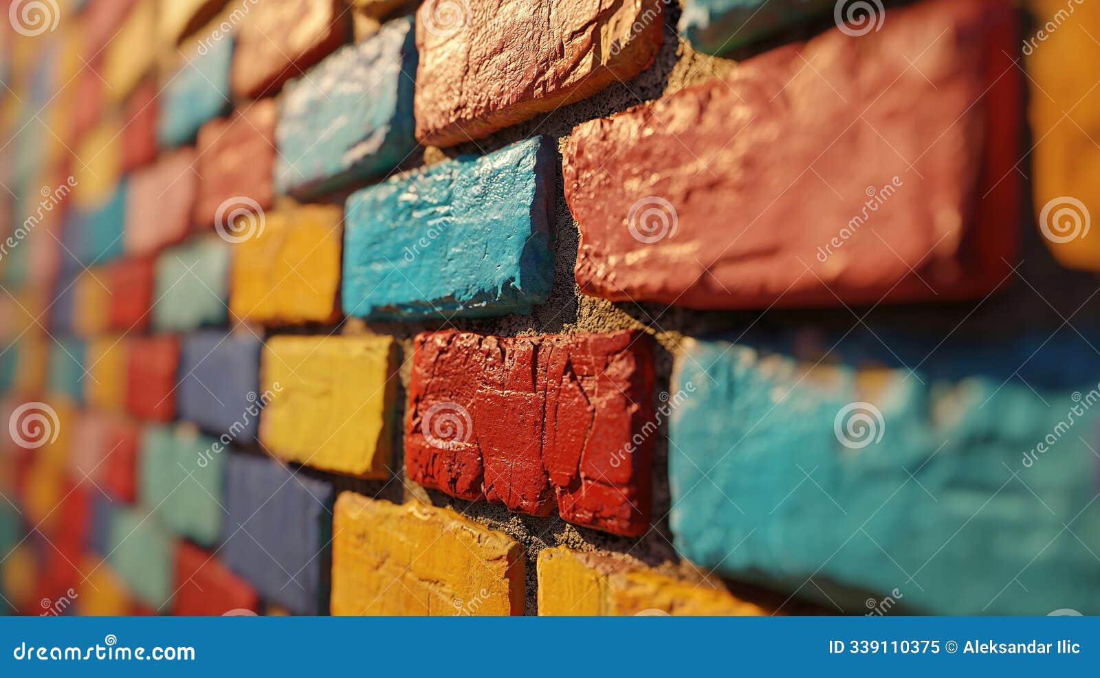 colorful brick wall. background banner, texture . copy soace ti add text, logo. generative ai