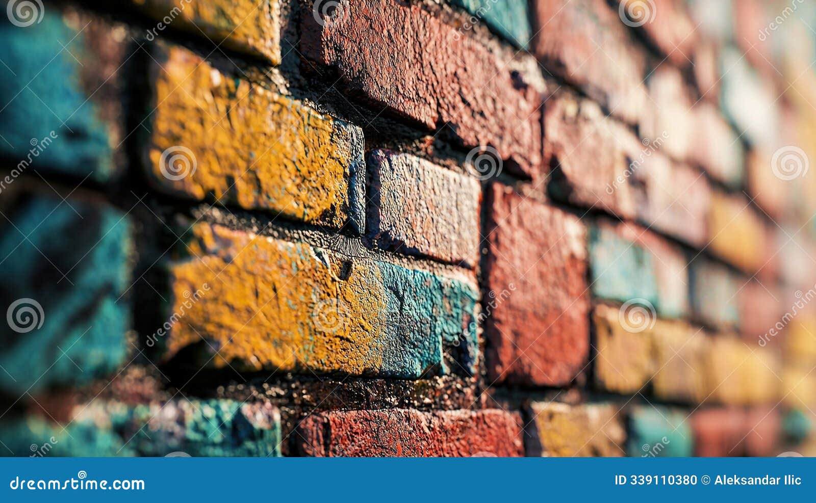 colorful brick wall. background banner, texture . copy soace ti add text, logo. generative ai