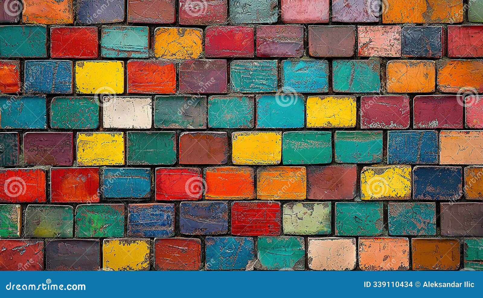 colorful brick wall. background banner, texture . copy soace ti add text, logo. generative ai