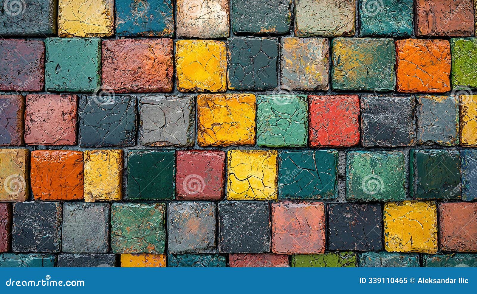 colorful brick wall. background banner, texture . copy soace ti add text, logo. generative ai
