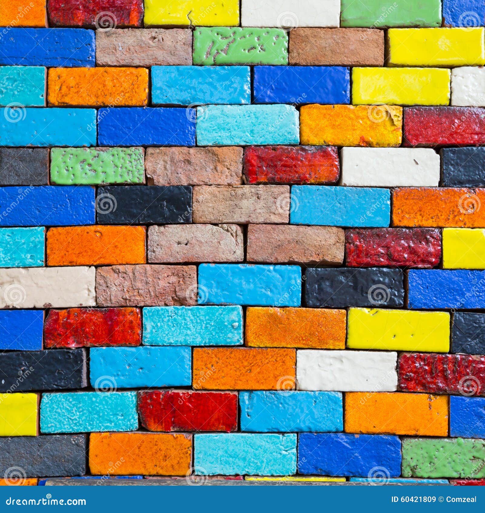 Colorful Brick Wall Background Stock Image - Image of pattern, block ...