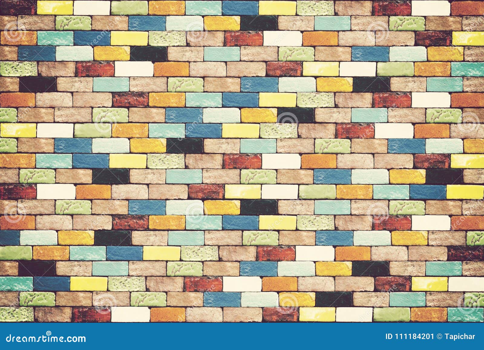 Colorful Brick Wall for Background. Stock Image - Image of vintage ...