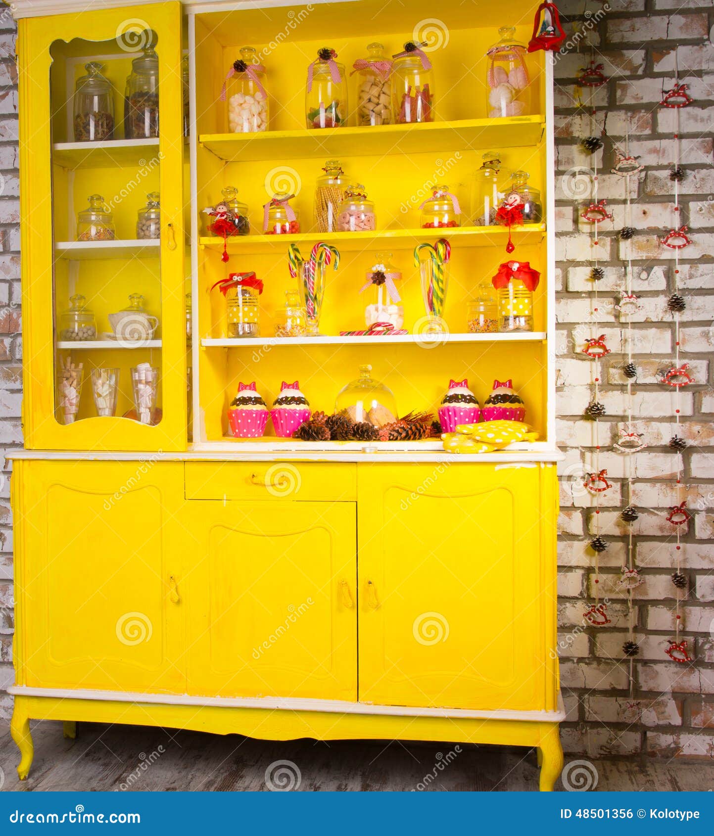 Colorful Bright Yellow Welsh Dresser Stock Photo Image Of