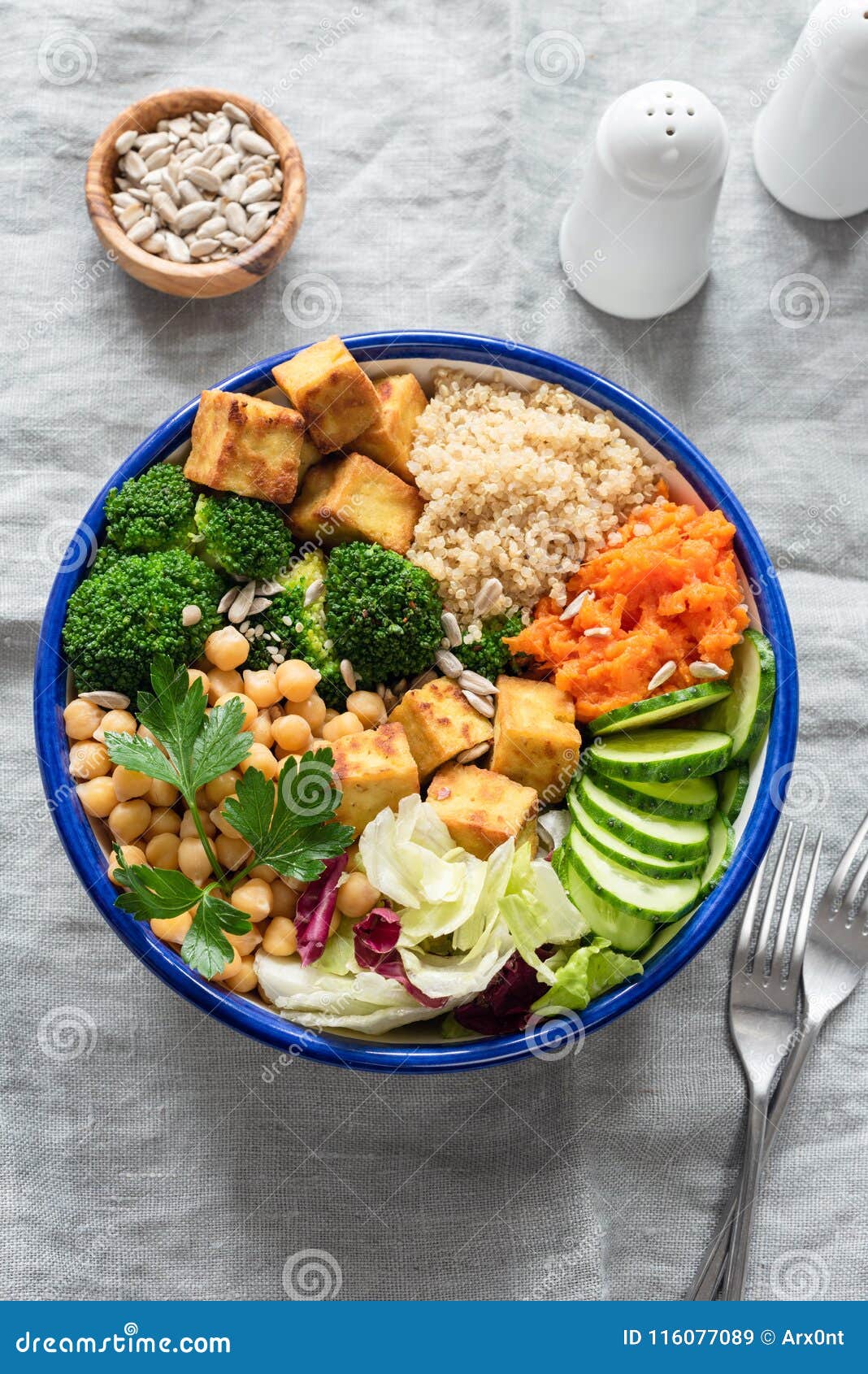 Colorful Buddha Bowl, Healthy Vegetarian Salad Stock Image - Image of ...