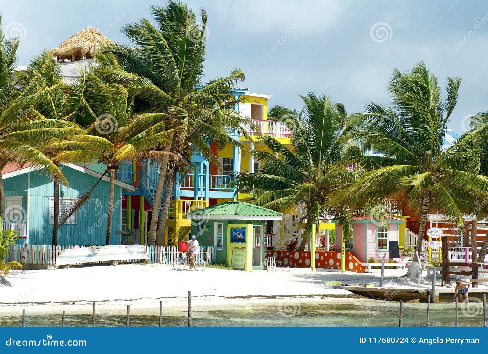 Colorful Buildings on the Beach Editorial Stock Image - Image of palm ...