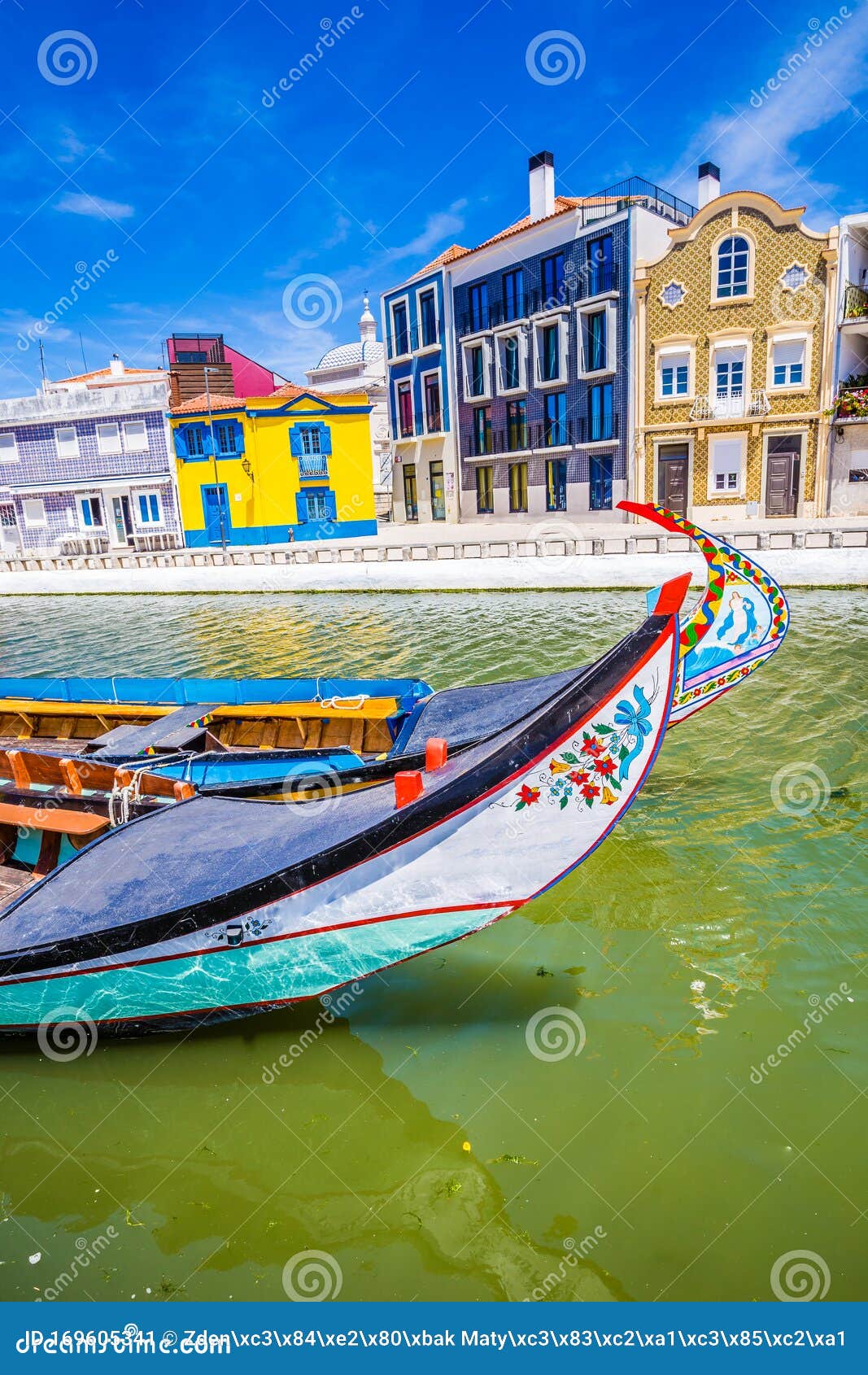 colorful buildings and boats - aveiro, portugal
