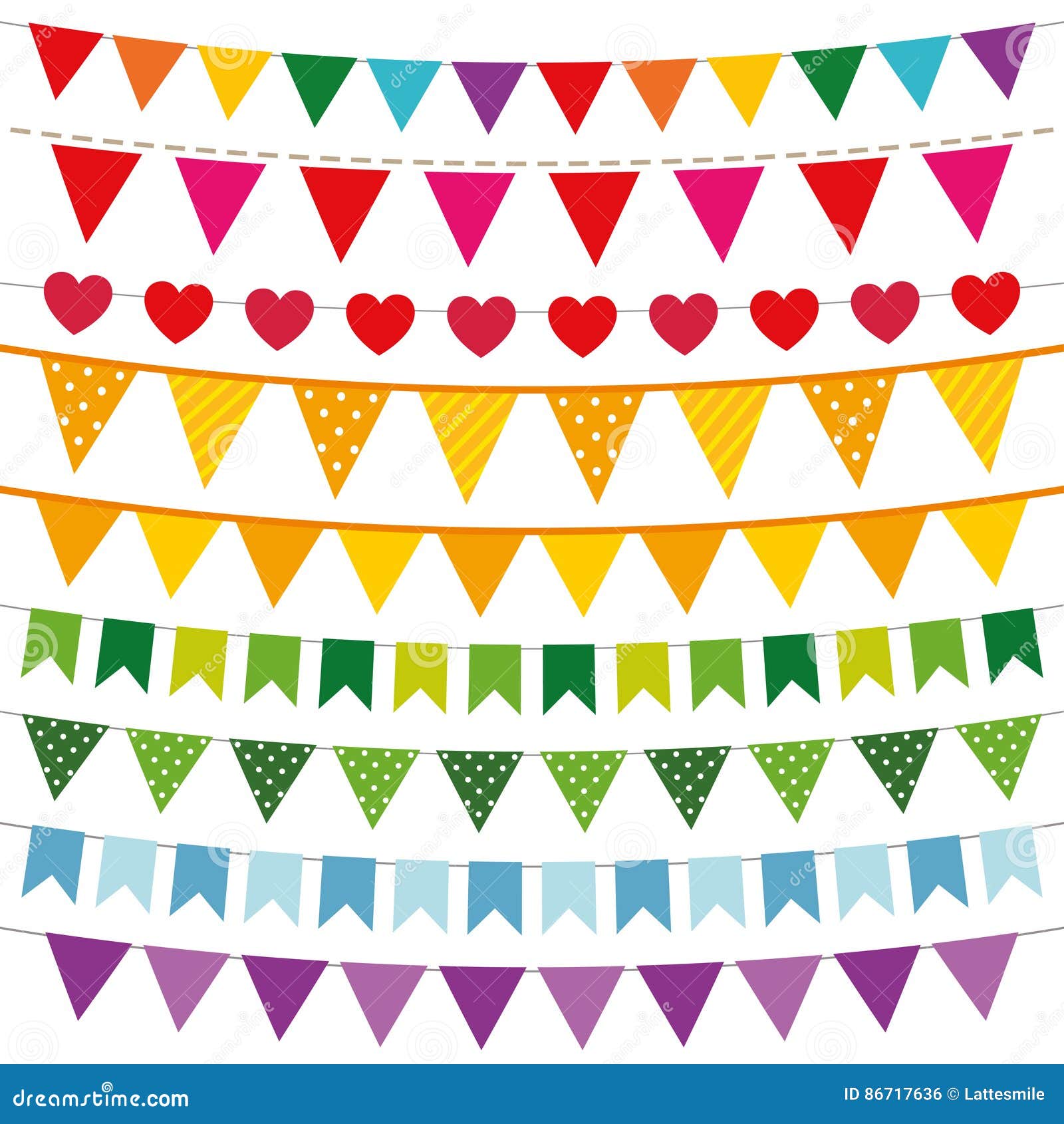 colorful bunting flags set