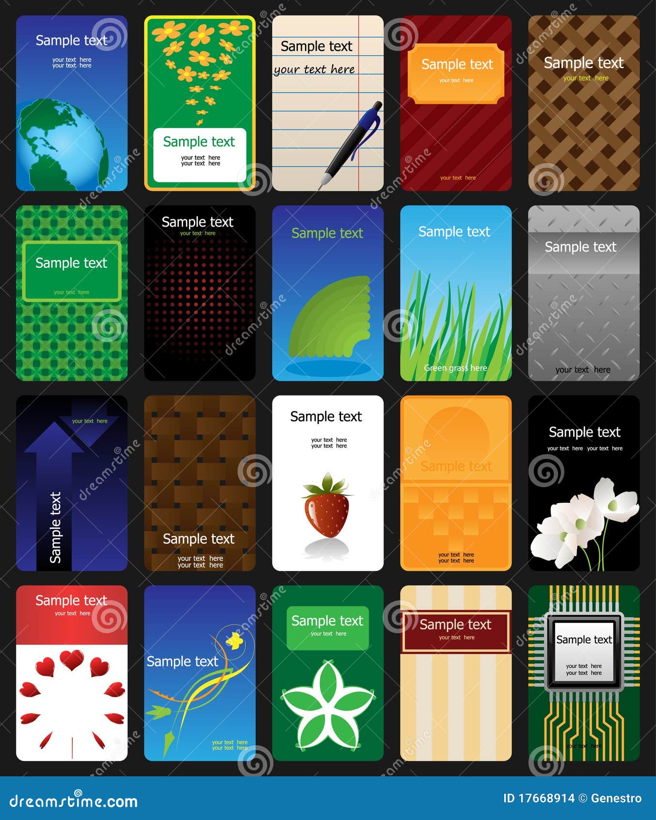 Colorful Business Cards Set Stock Vector Illustration Of Metal 