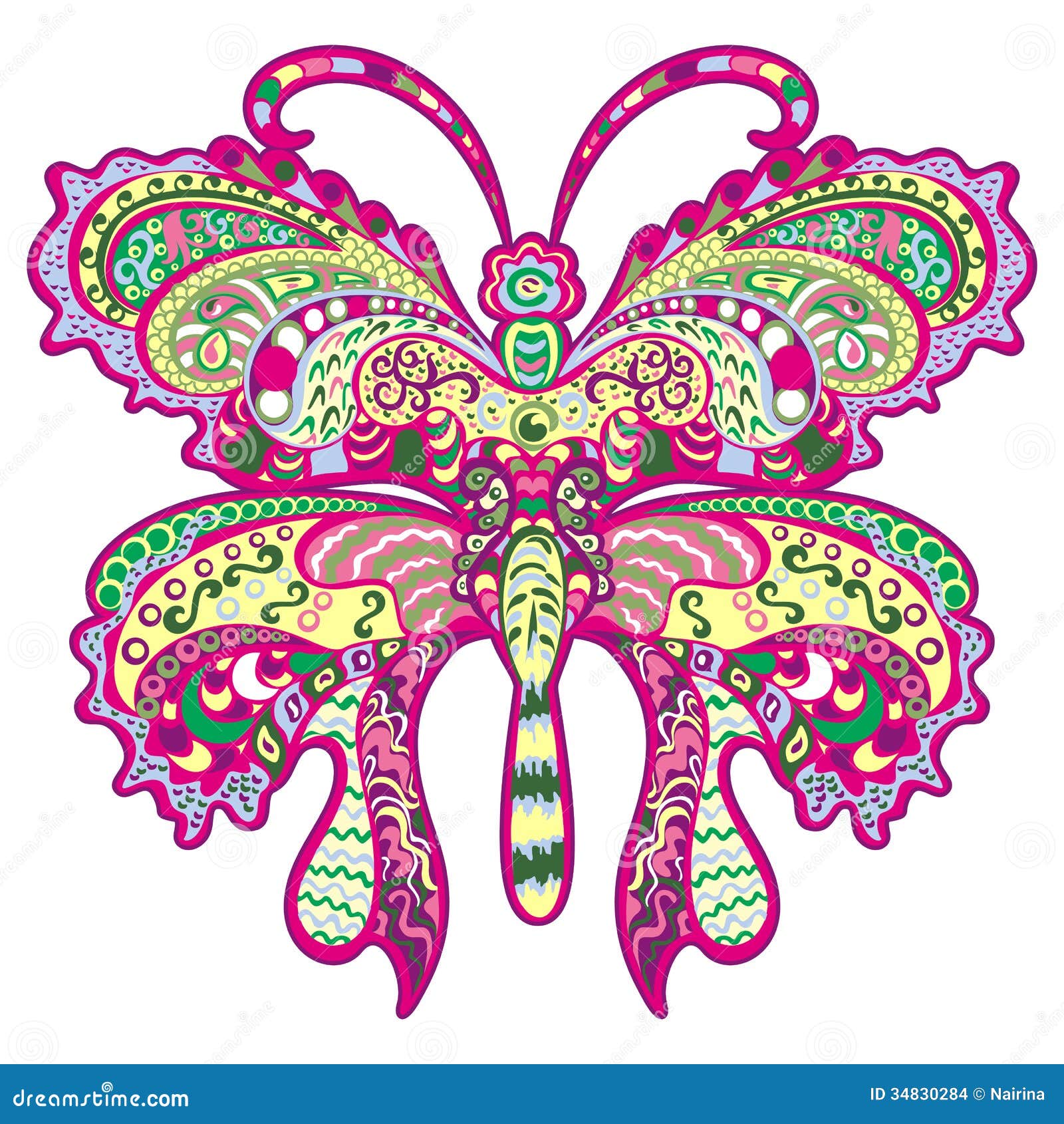 Colorful Butterfly, Decorative Ornament. Stock Vector Illustration of