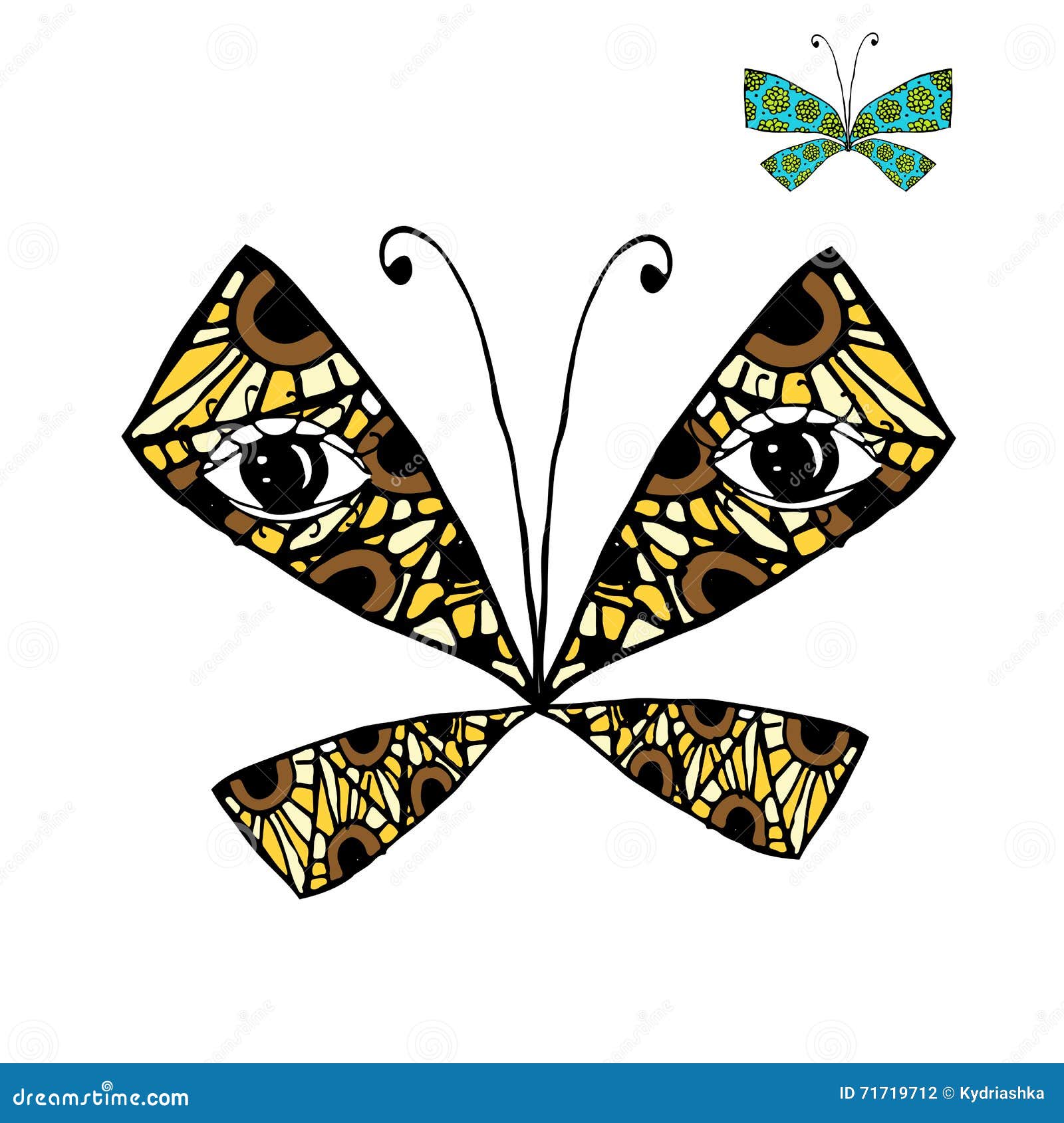 Colorful Butterfly with Eyes for Your Design Stock Vector