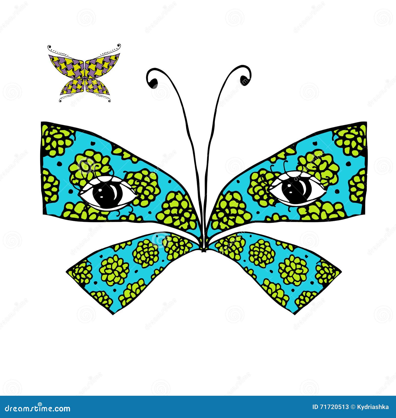 Colorful Butterfly with Eyes for Your Design Stock Vector