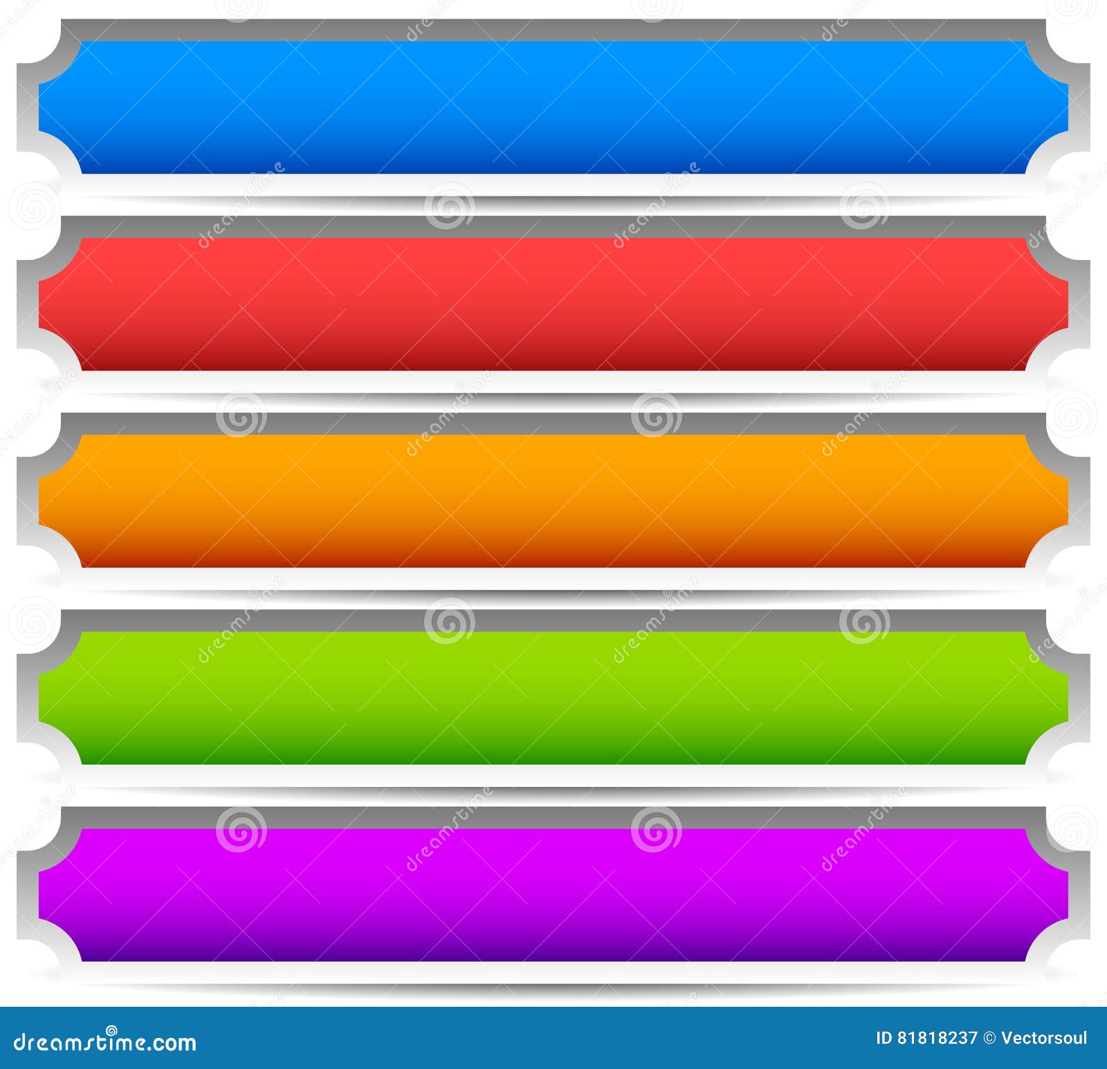 5 Colorful Button, Banner Backgrounds - Set of Rectangular Button ...
