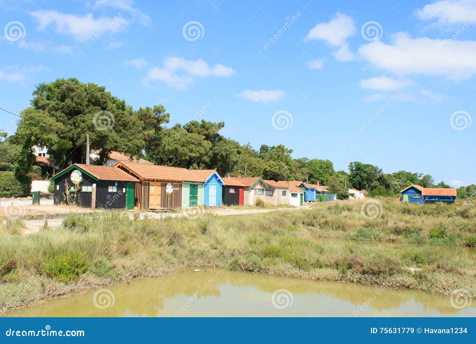 colorful cabins on the island oleron france.