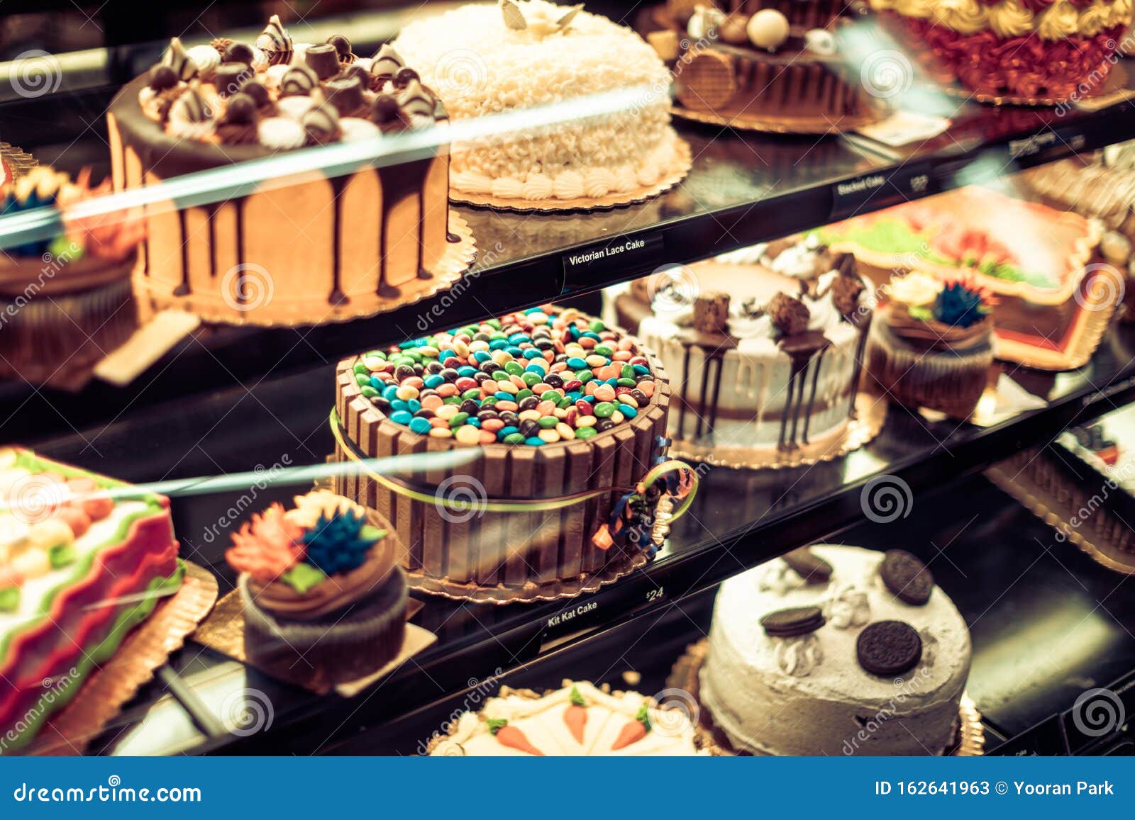 Colorful Cakes On Shop Window For Sale At Safeway American Supermarket Chain Stock Image Image Of Market Stacked 162641963