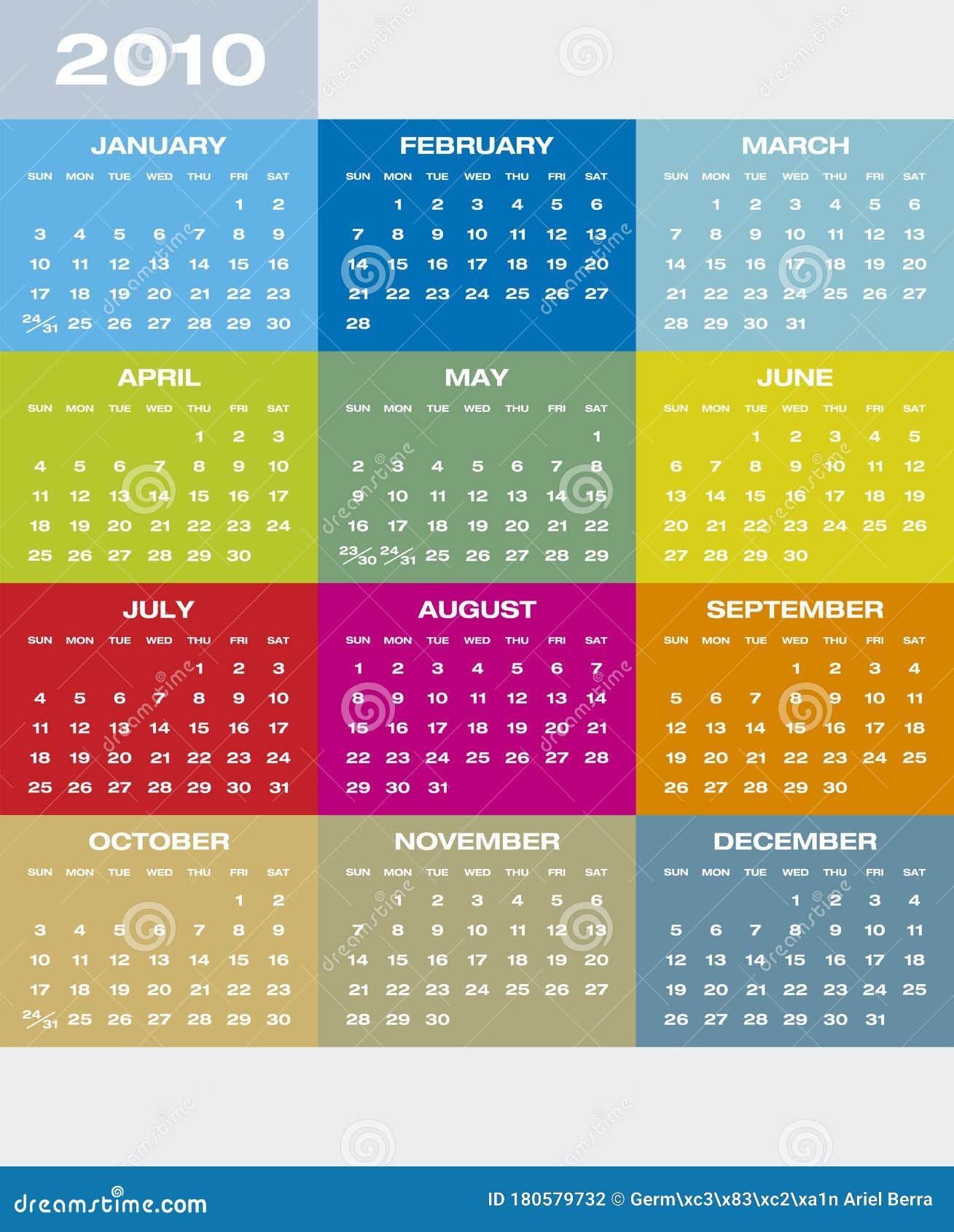 Colorful Calendar For Year 2021 Stock Vector Illustration Of Planner