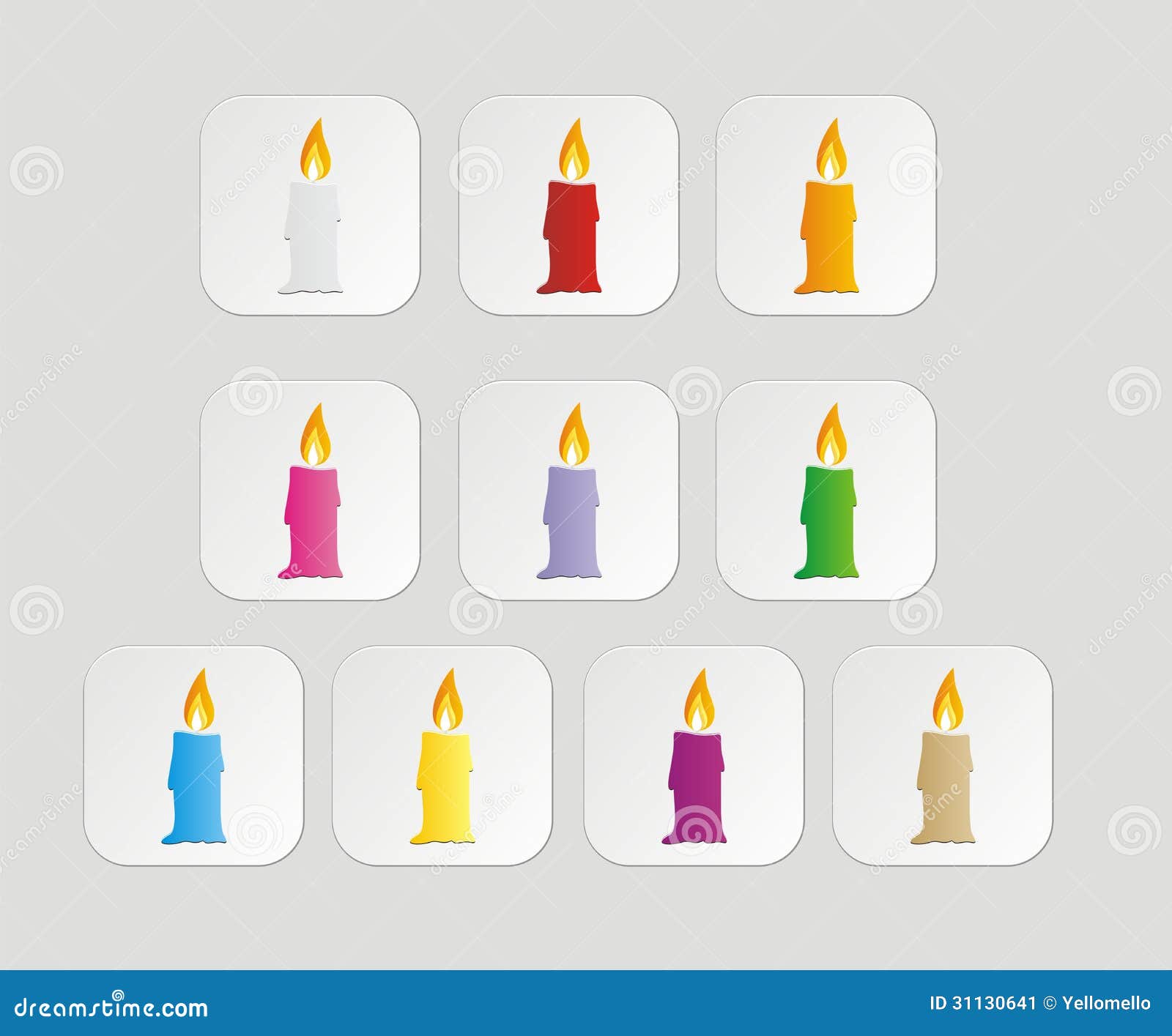 Colorful candle button stock illustration. Illustration of fire 31130641