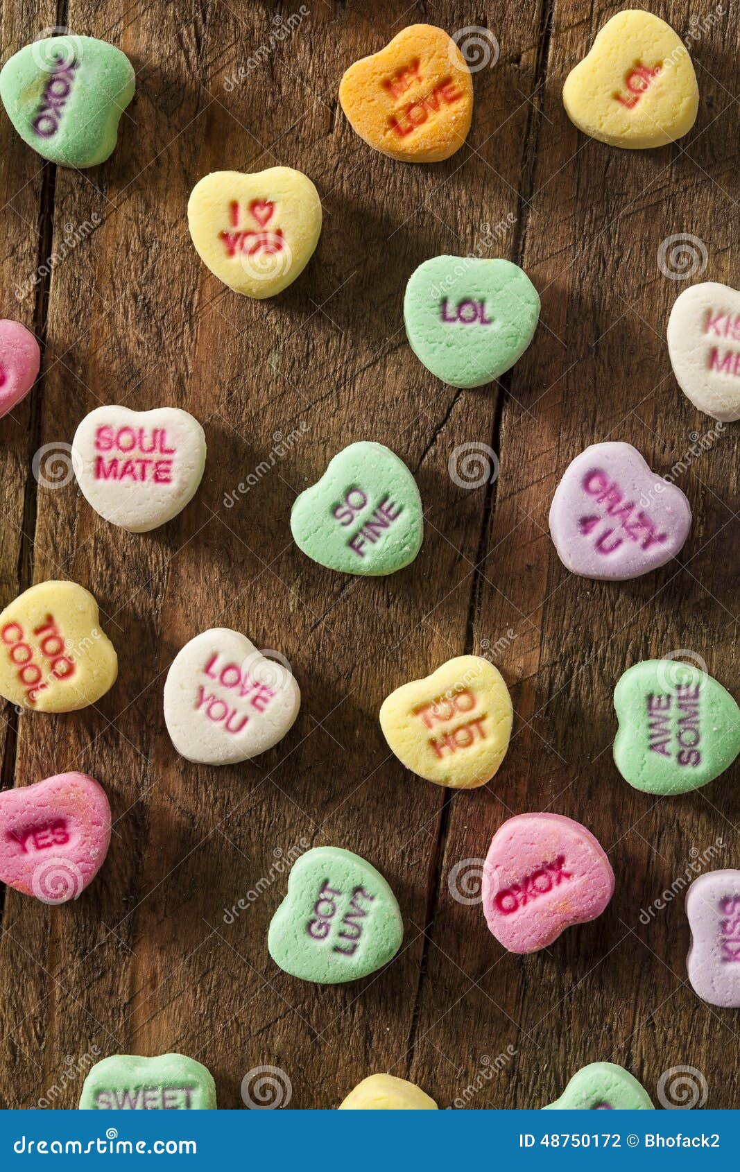 Colorful Candy Conversation Hearts Stock Photo - Image of conversation ...