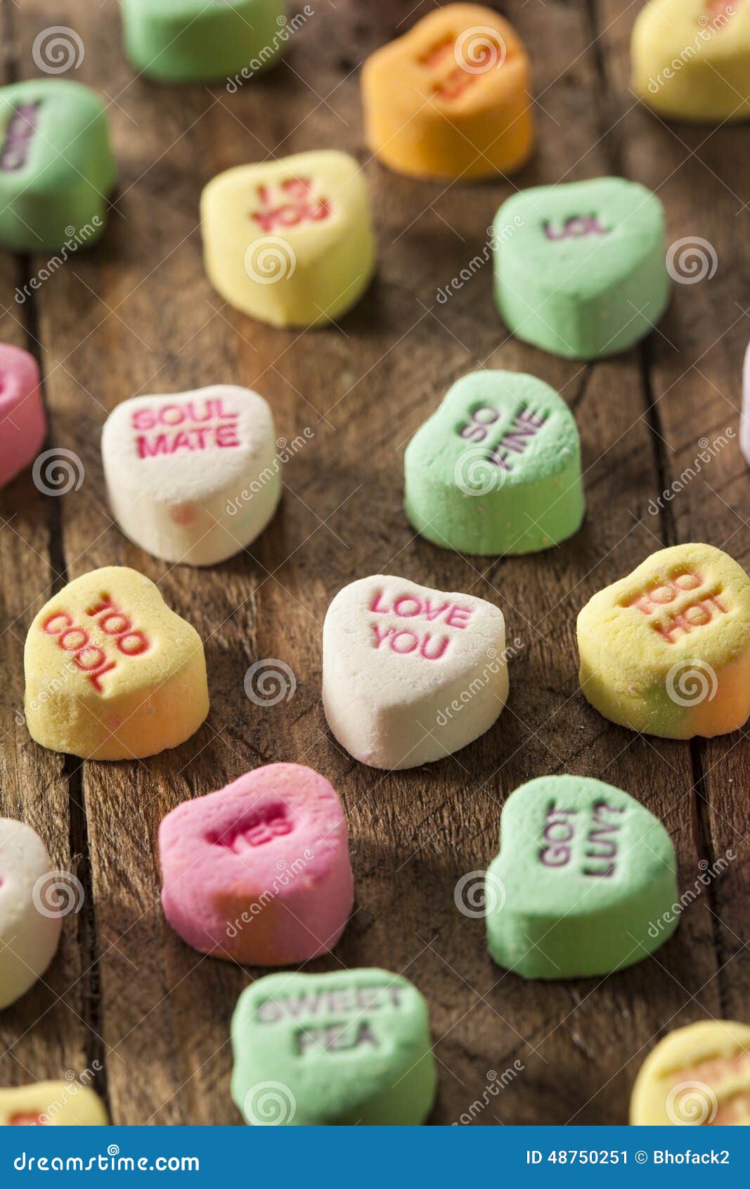 Colorful Candy Conversation Hearts Stock Image - Image of yellow, flirt ...