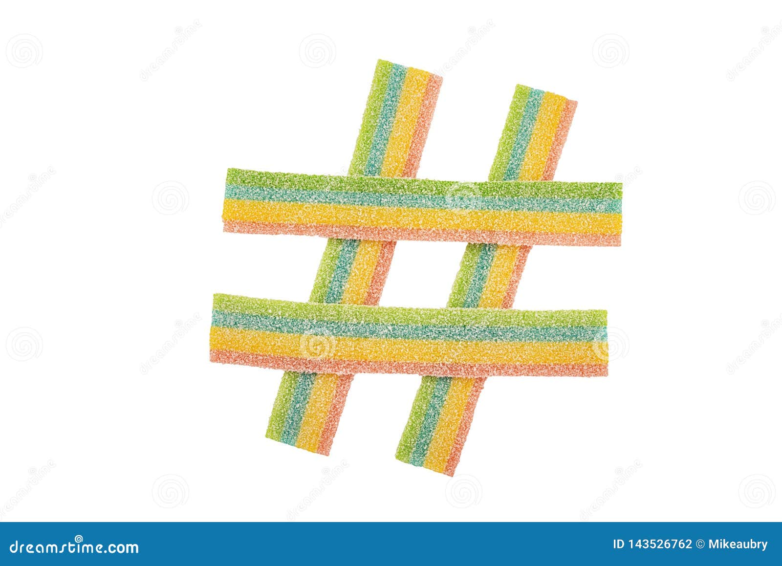 Colorful Candy Hashtag Symbol Isolated on White Background. Stock Photo Image of design