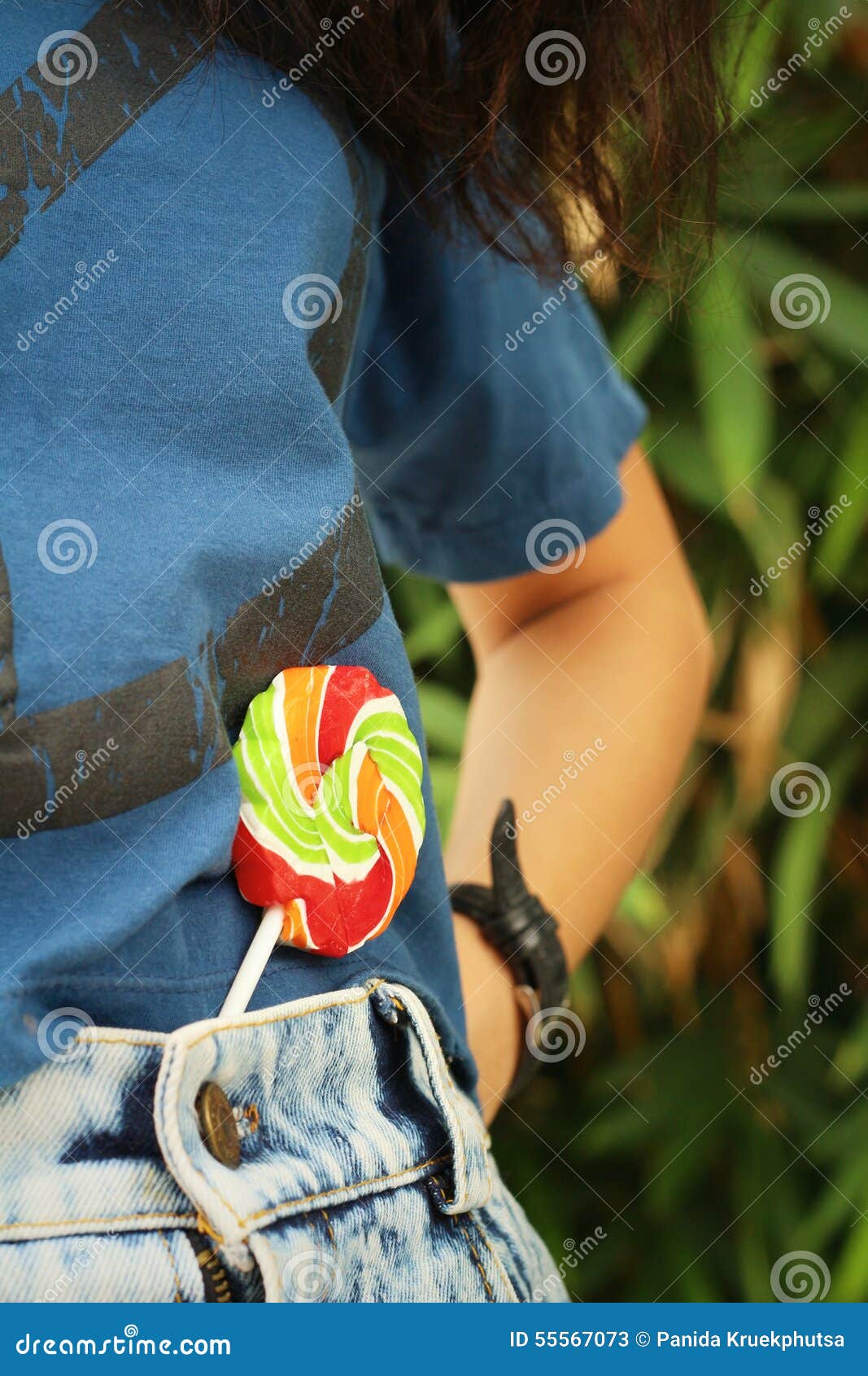 Colorful of Candy in a Jeans Pocket. Stock Image Image of love
