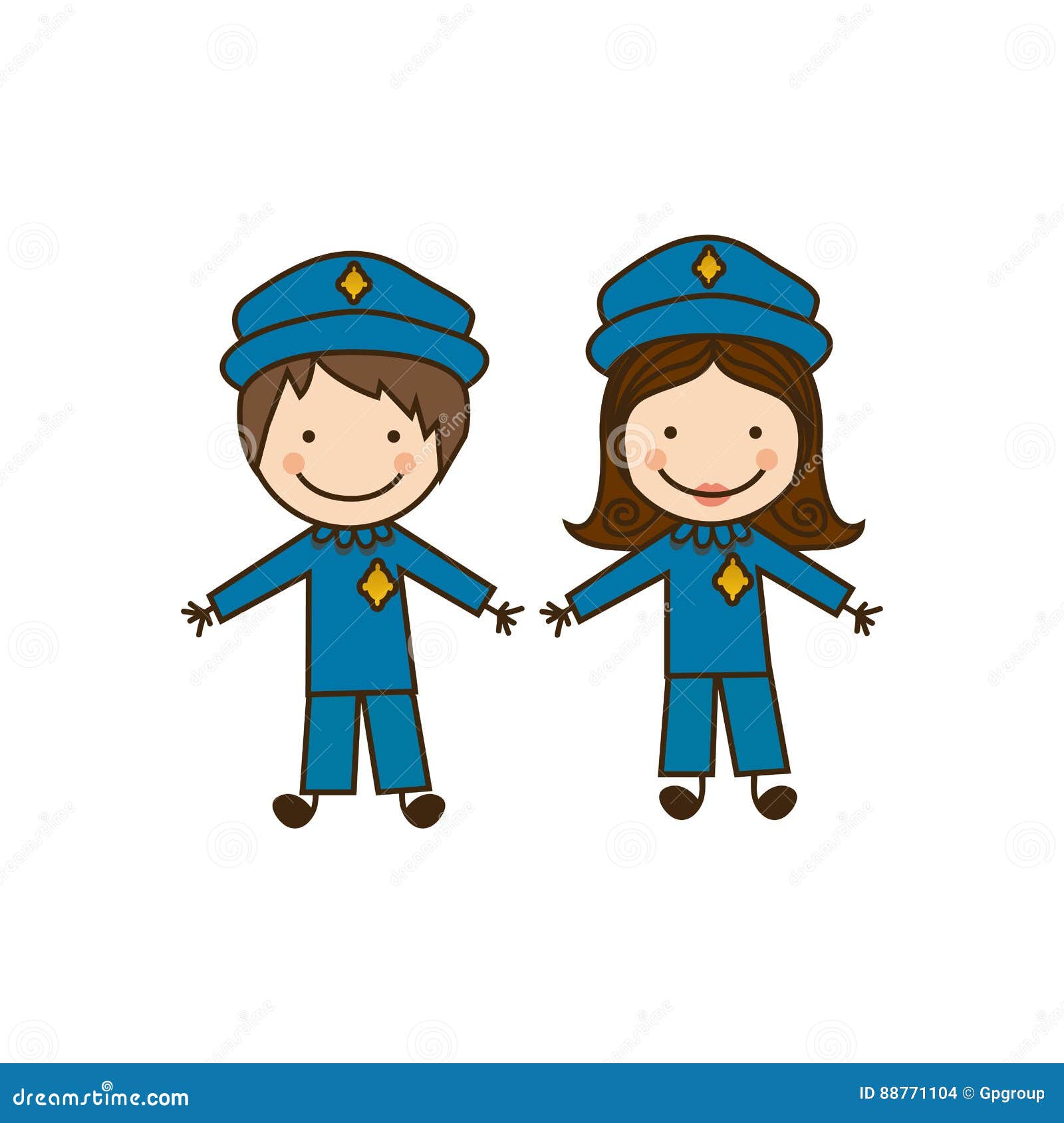 colorful caricature couple cops costume