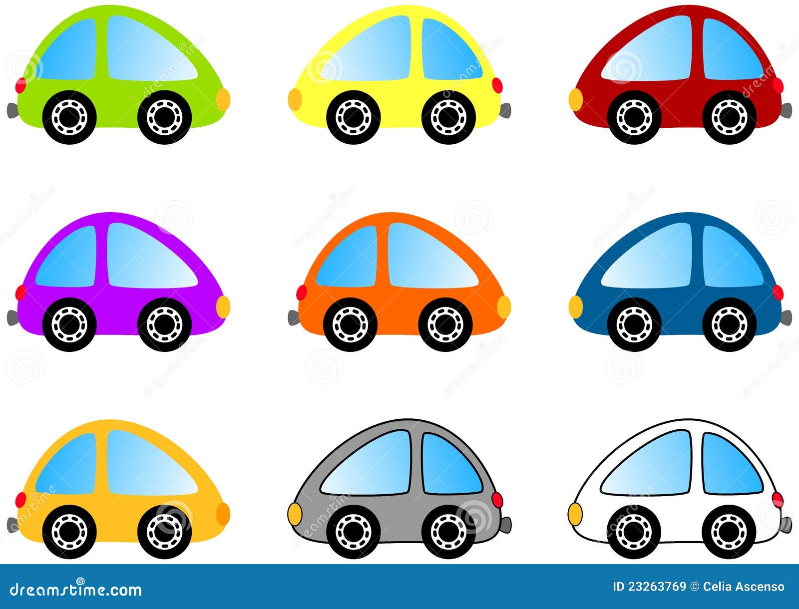 Colorful cartoon car set. Set of colorful cartoon cars on a white background.