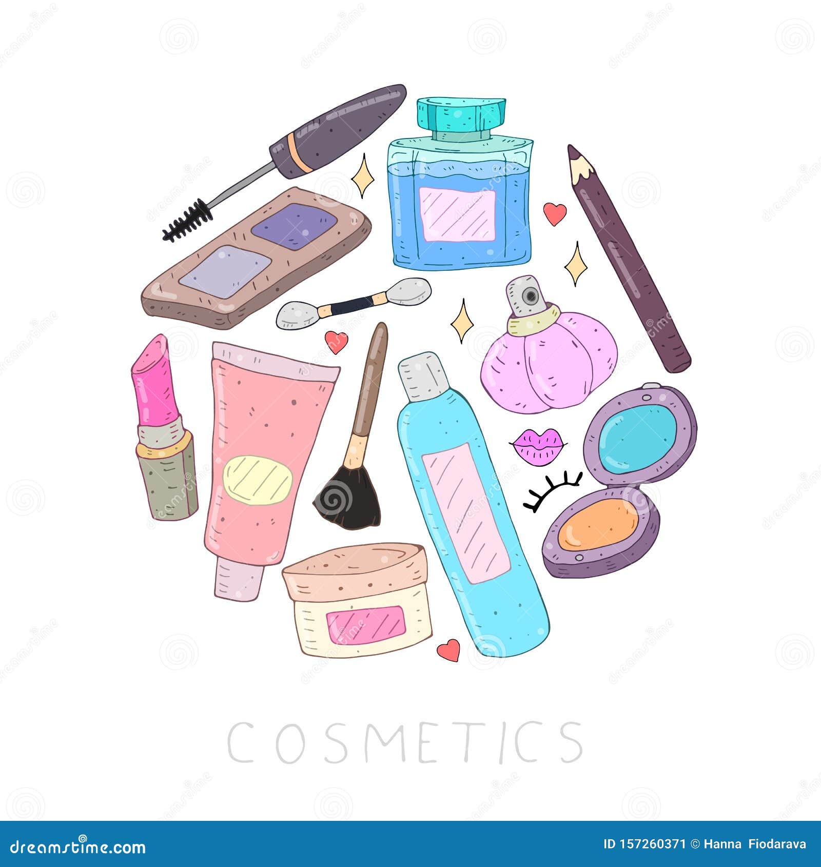 How to Draw a Makeup Set | Coloring Pages Cosmetics, Brushes, Lipstick |...