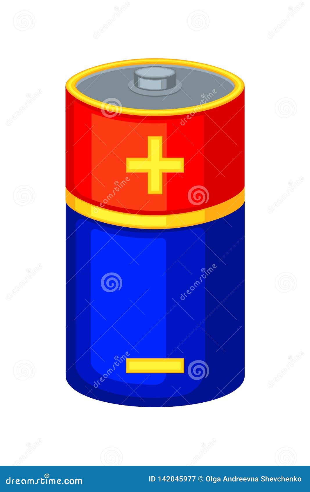 Colorful Cartoon D Type Battery Stock Vector - Illustration of
