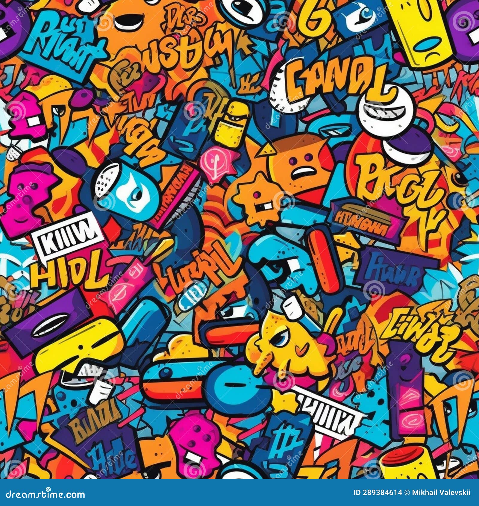 Colorful cartoon graffiti stock illustration. Illustration of design